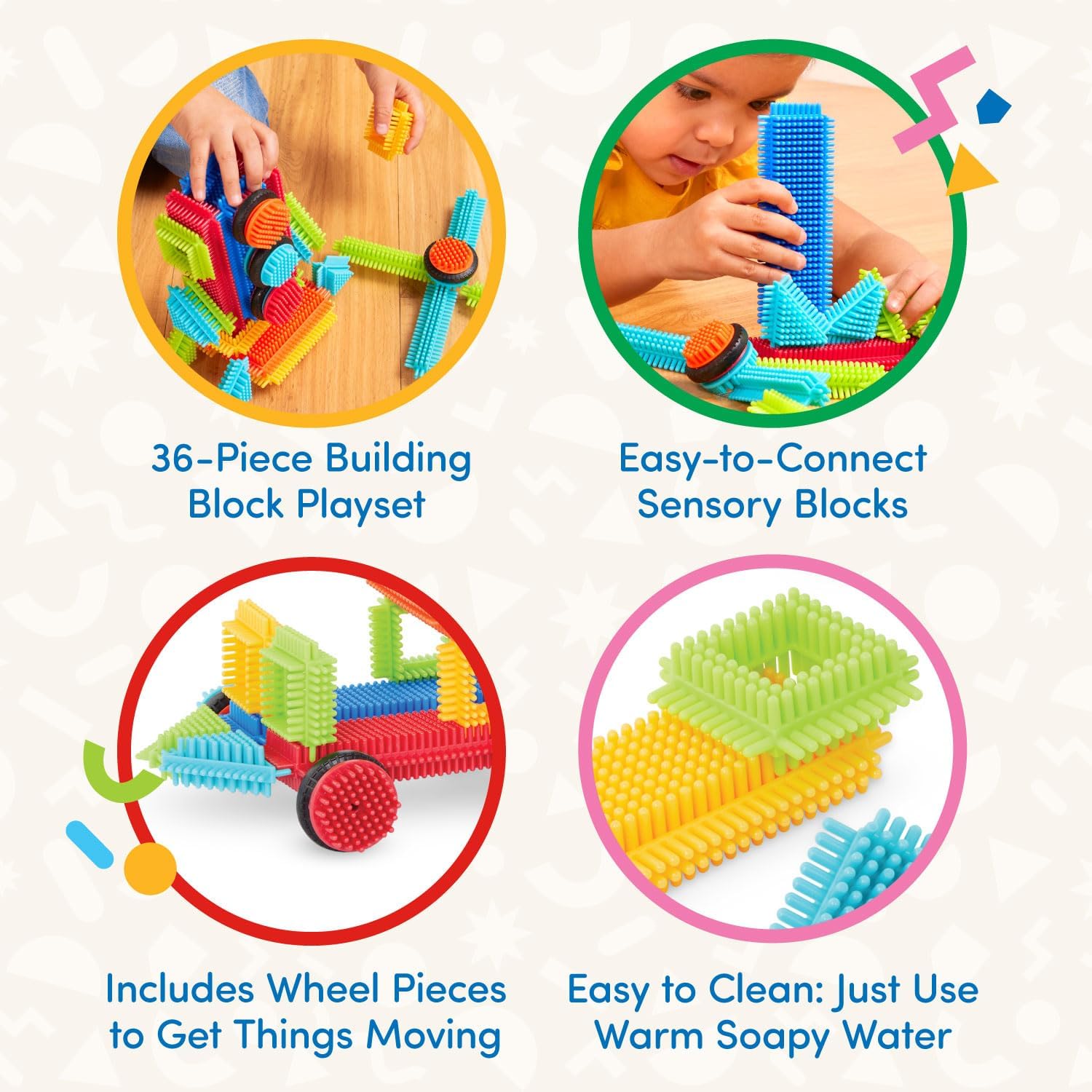 Battat Bristle Blocks - 36 Piece STEM Building Set for Kids 2 Years