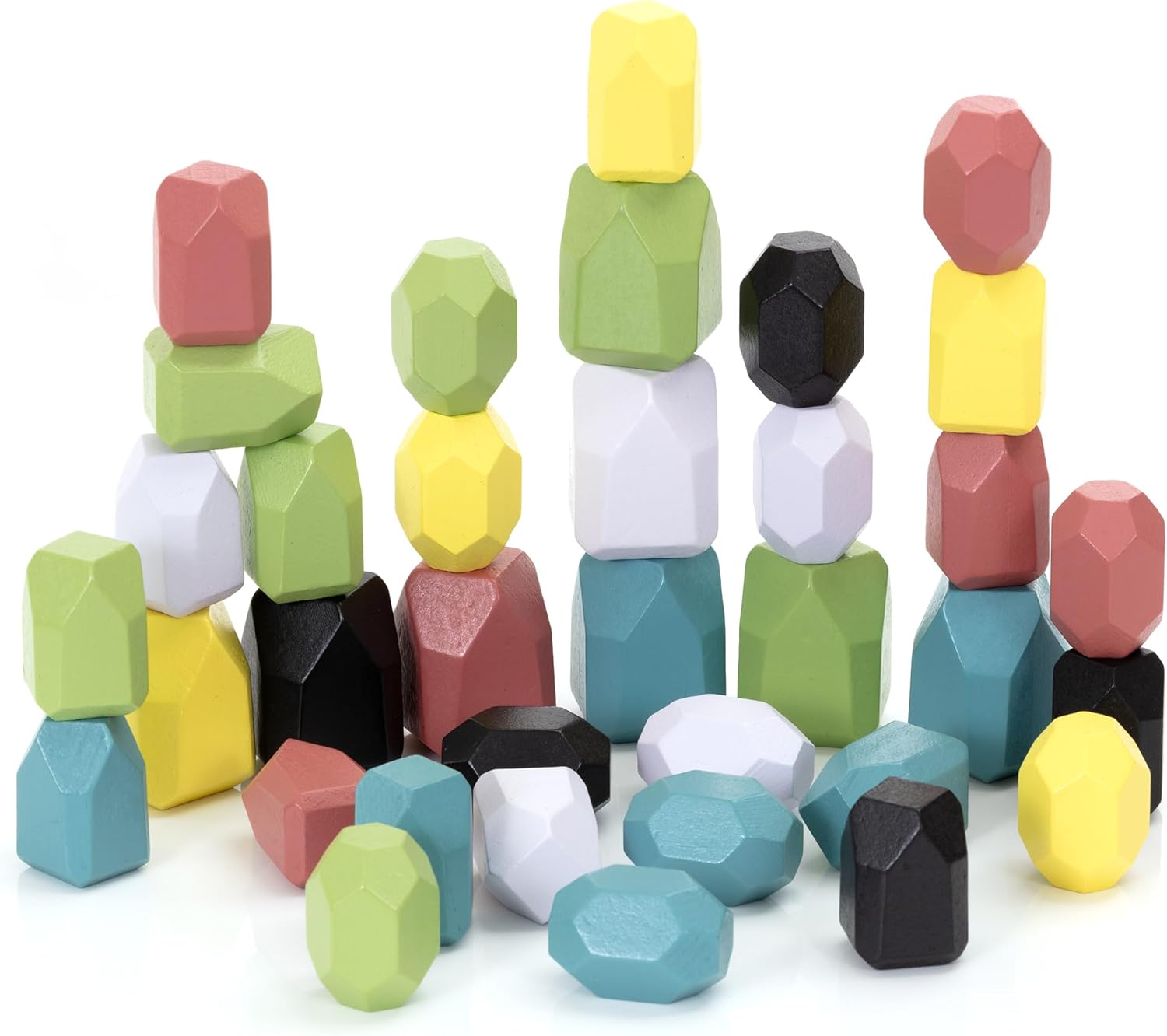 36 PCS Wooden Stacking Rocks for Kids