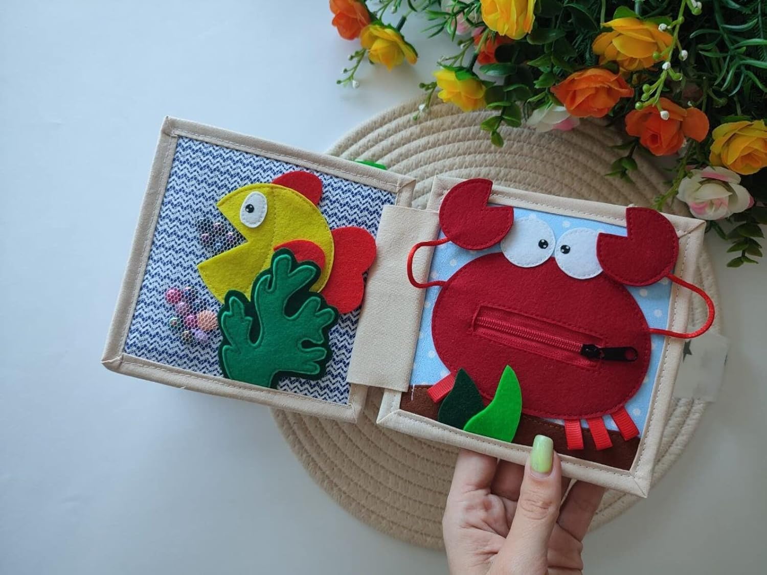 Quiet Baby Book Hedgehog Felt Toy for Fine Motor Skills