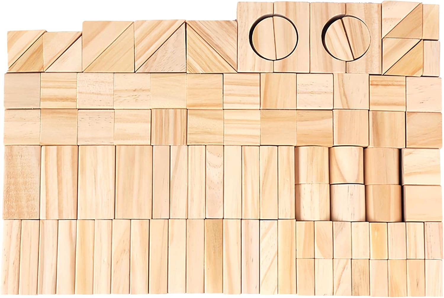 AryiHitt 100 Pcs Kids Natural Wood Building Blocks