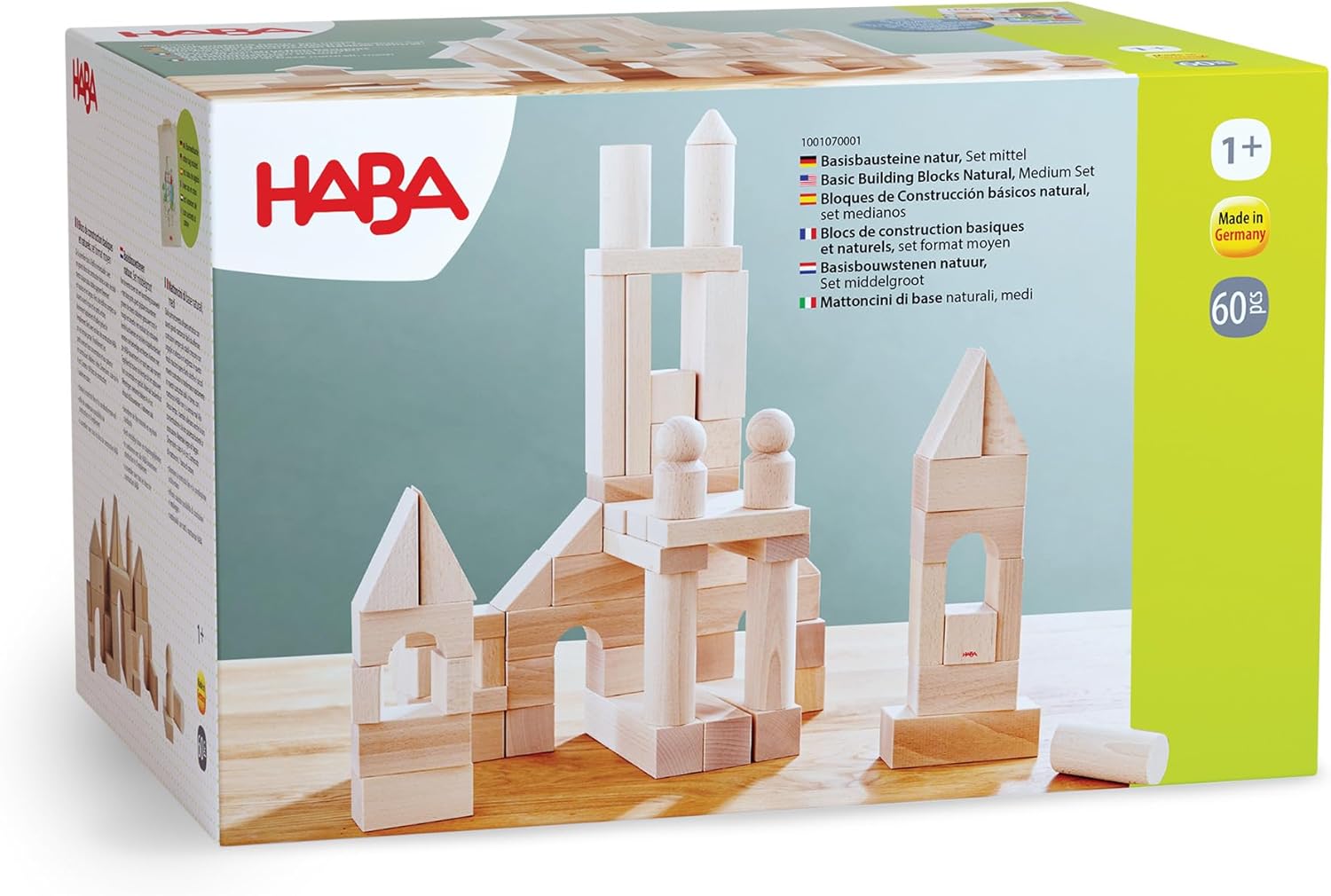 HABA 60 Piece Wooden Building Blocks for Ages 1-8