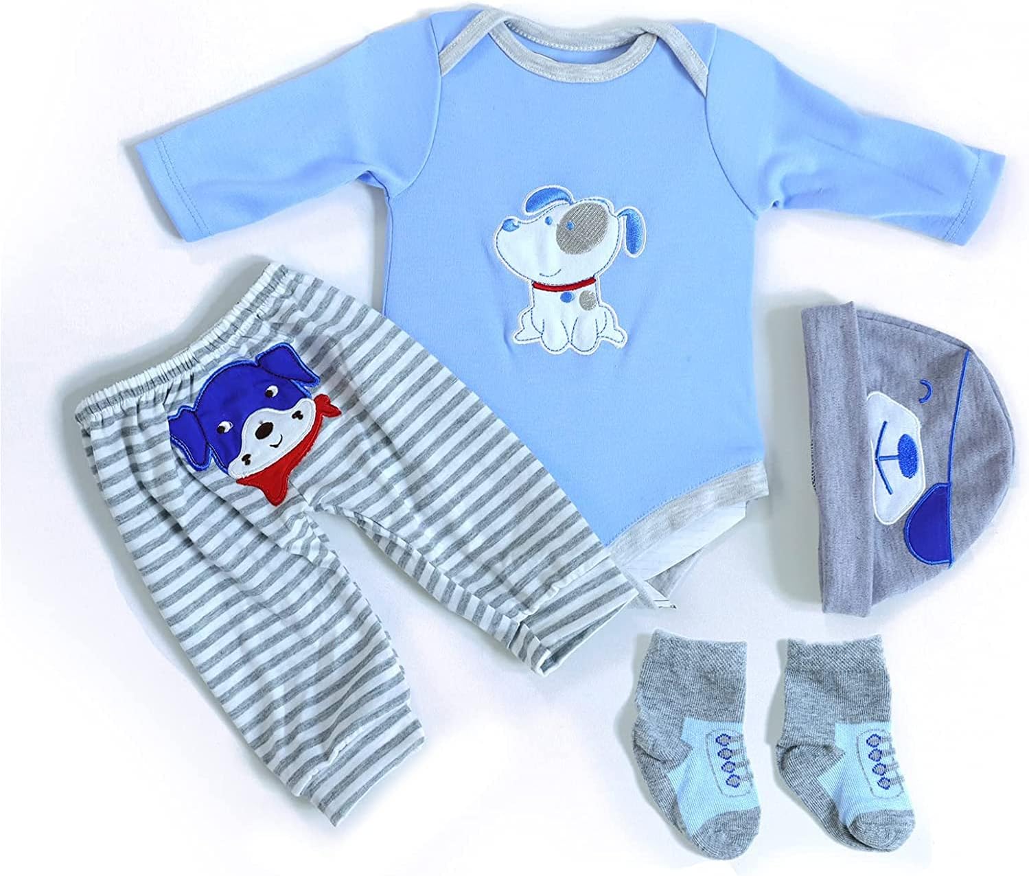 OHIJGN Reborn Baby Doll Boy Clothes 4 pcs Set