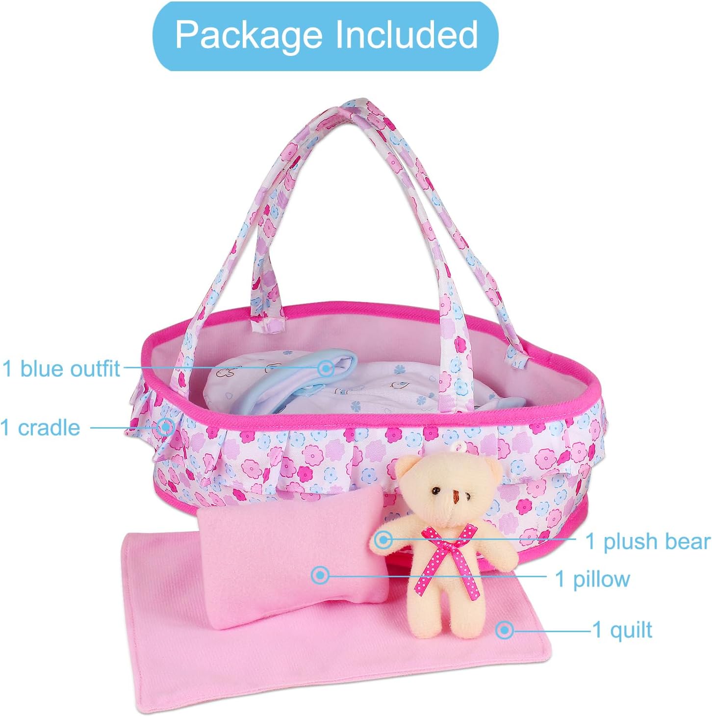 Young Buds Baby Doll Cradle Bassinet Carry Bag