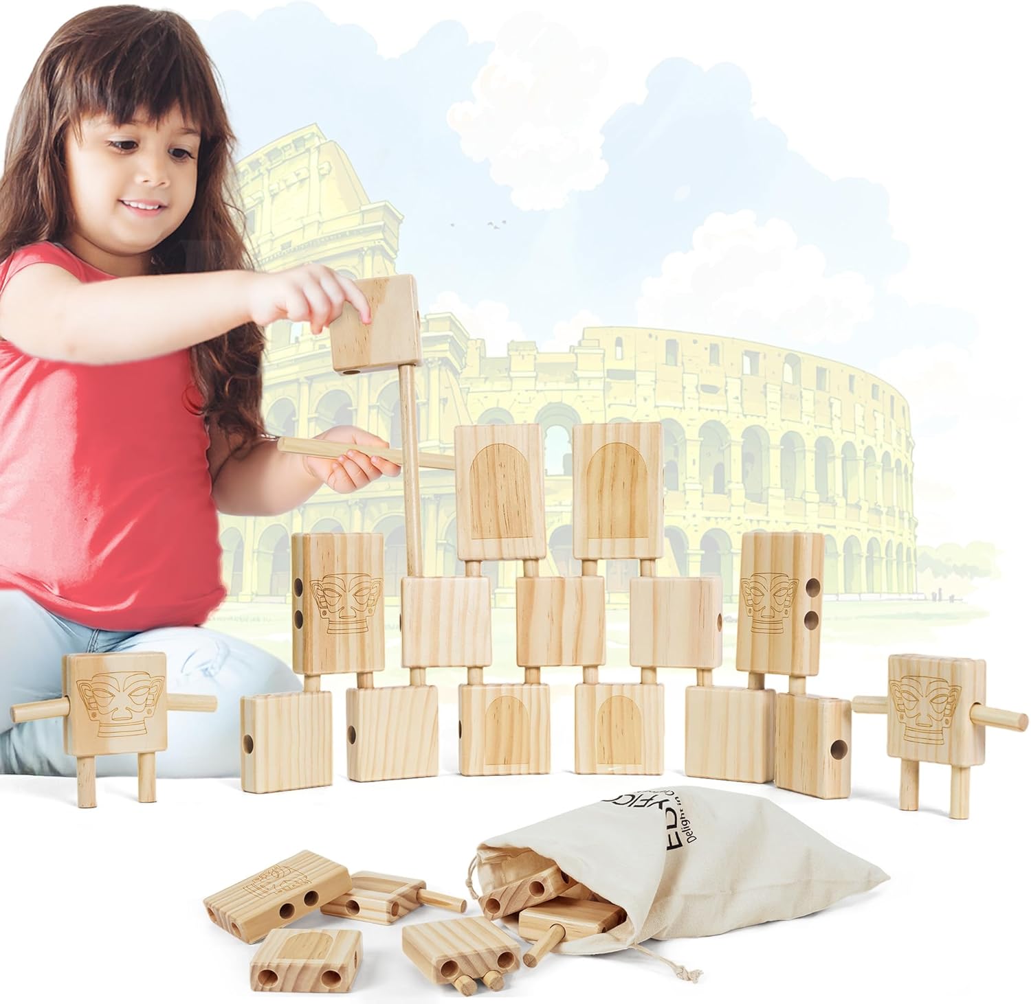 Edyfico TDD101 Wooden Blocks 44pcs STEM Montessori Set