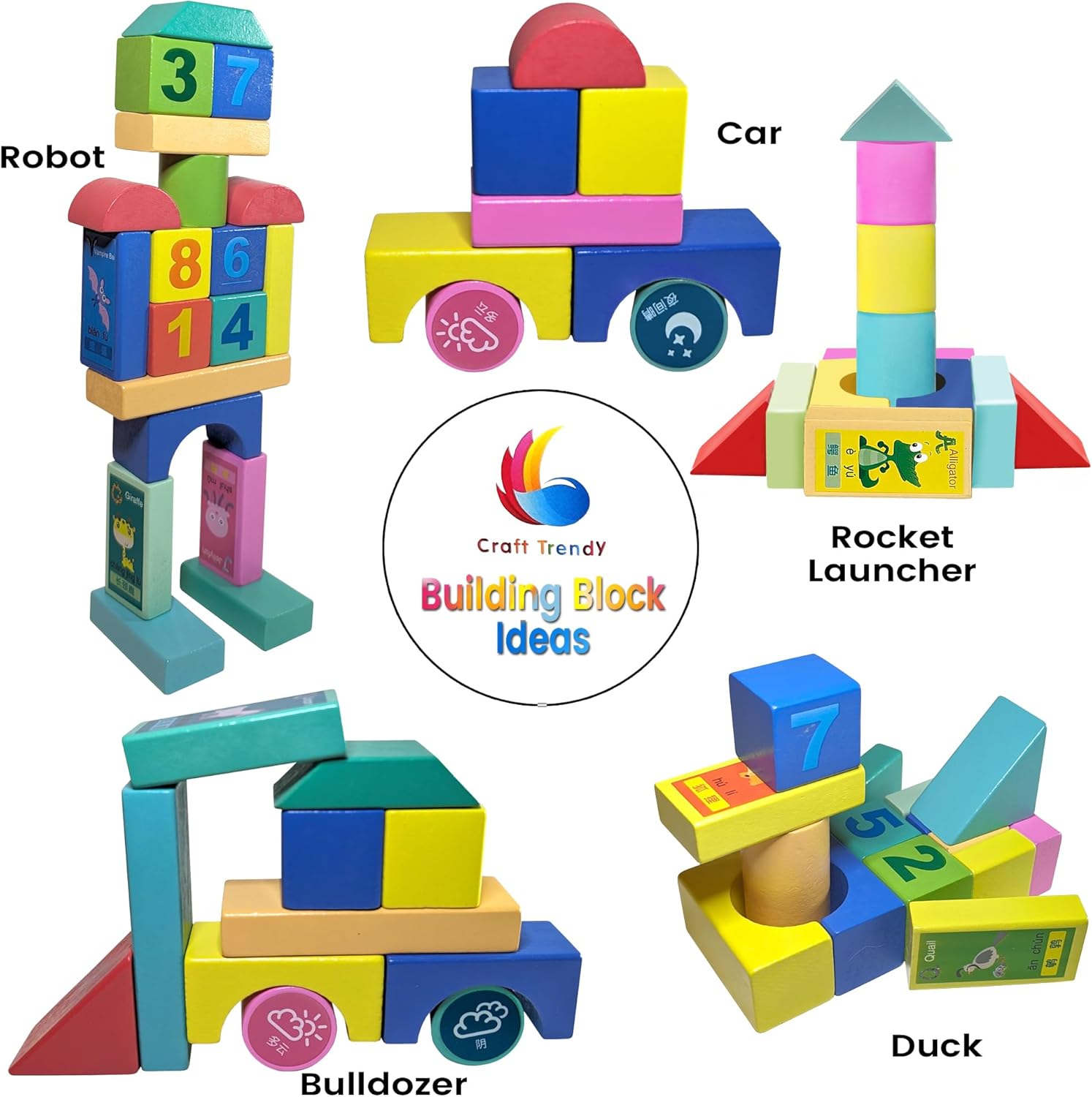 Craft Trendy Wooden Blocks Set for Toddlers and Preschoolers 1