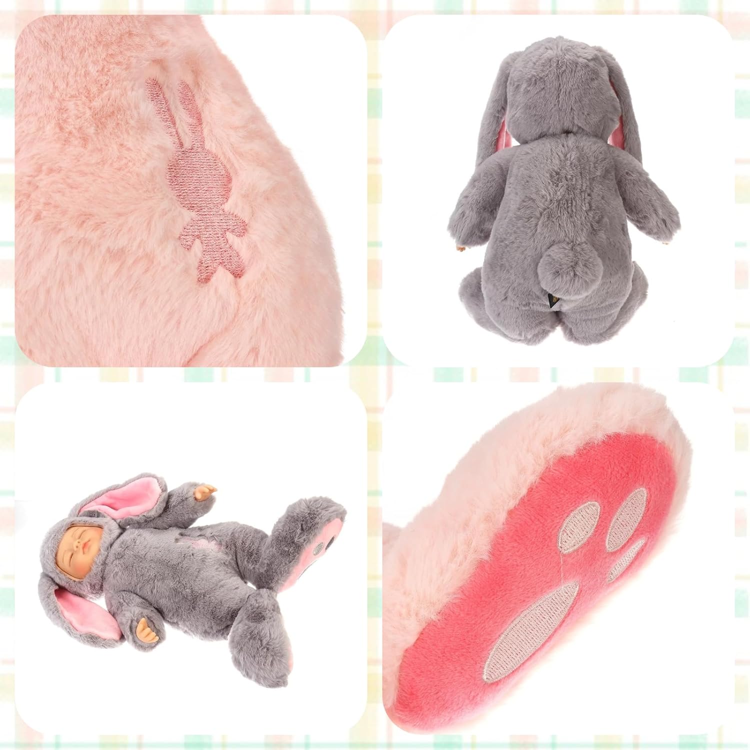 Custom Reburn Baby Doll Easter Bunny Plush Toy for Toddler