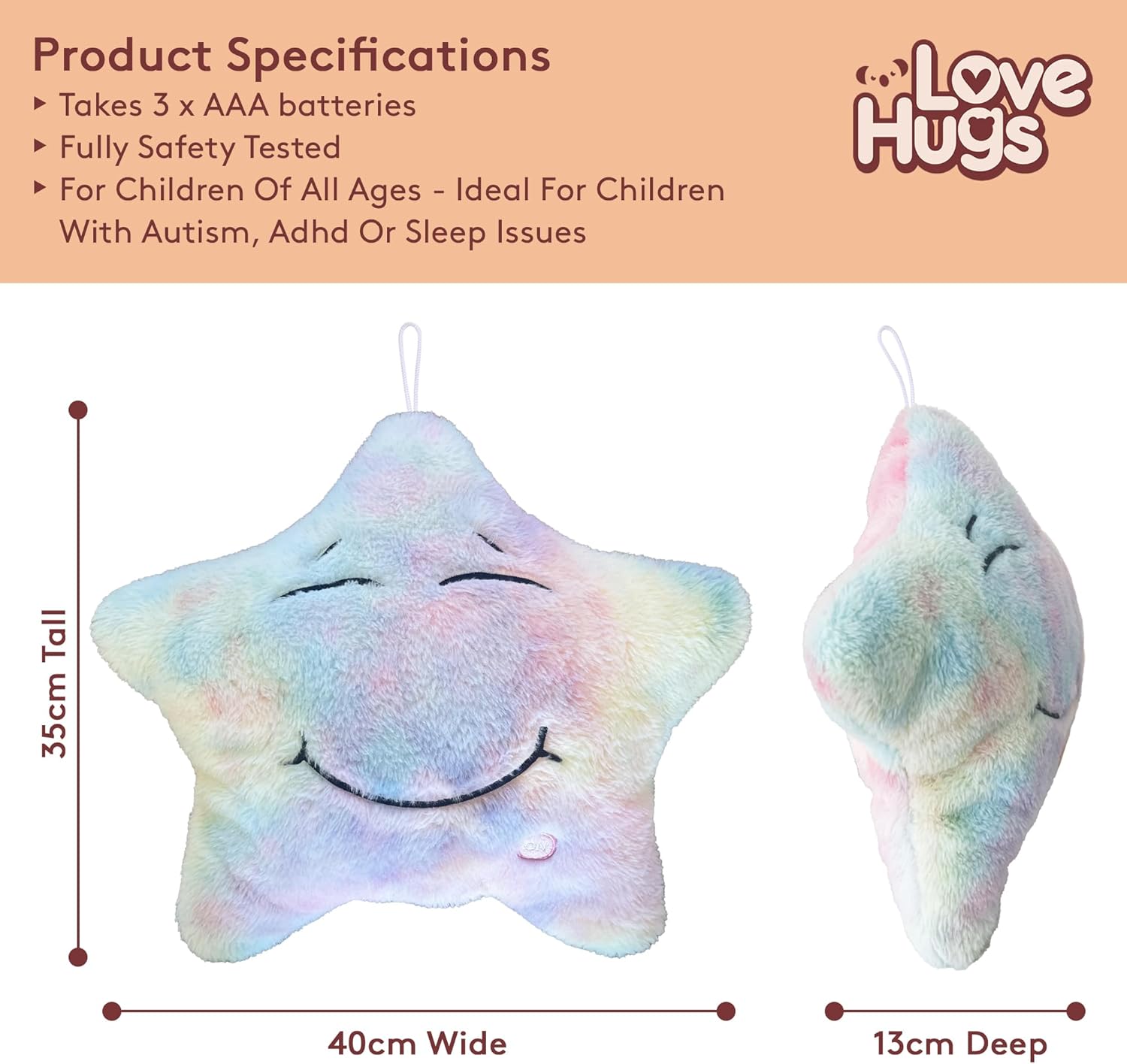 LoveHugs Musical Star Plush Light Up Toy for Newborn Autism