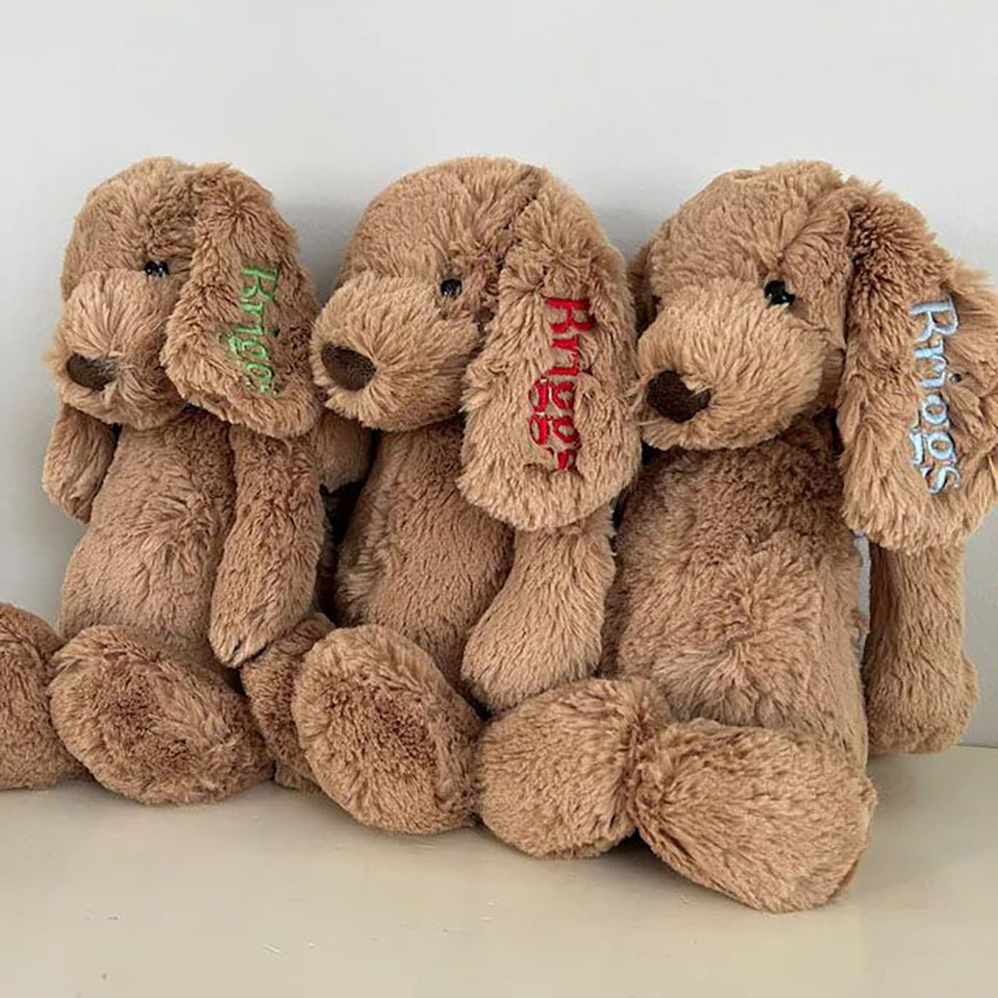 Personalized Embroidered Plush Dog Toy with Babys Name