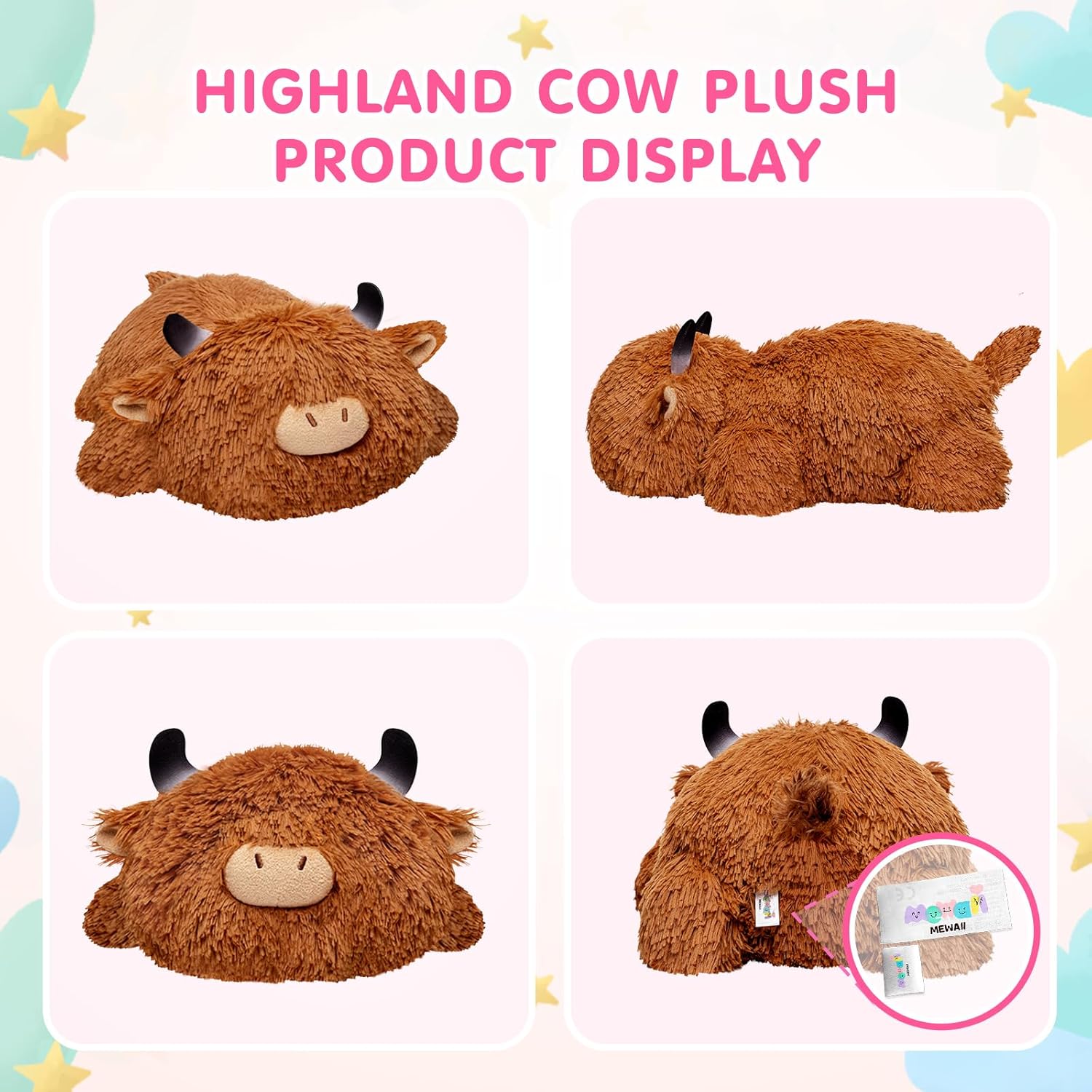 Mewaii Weighted Highland Cow Plush 40 Lbs 23 Inch 1
