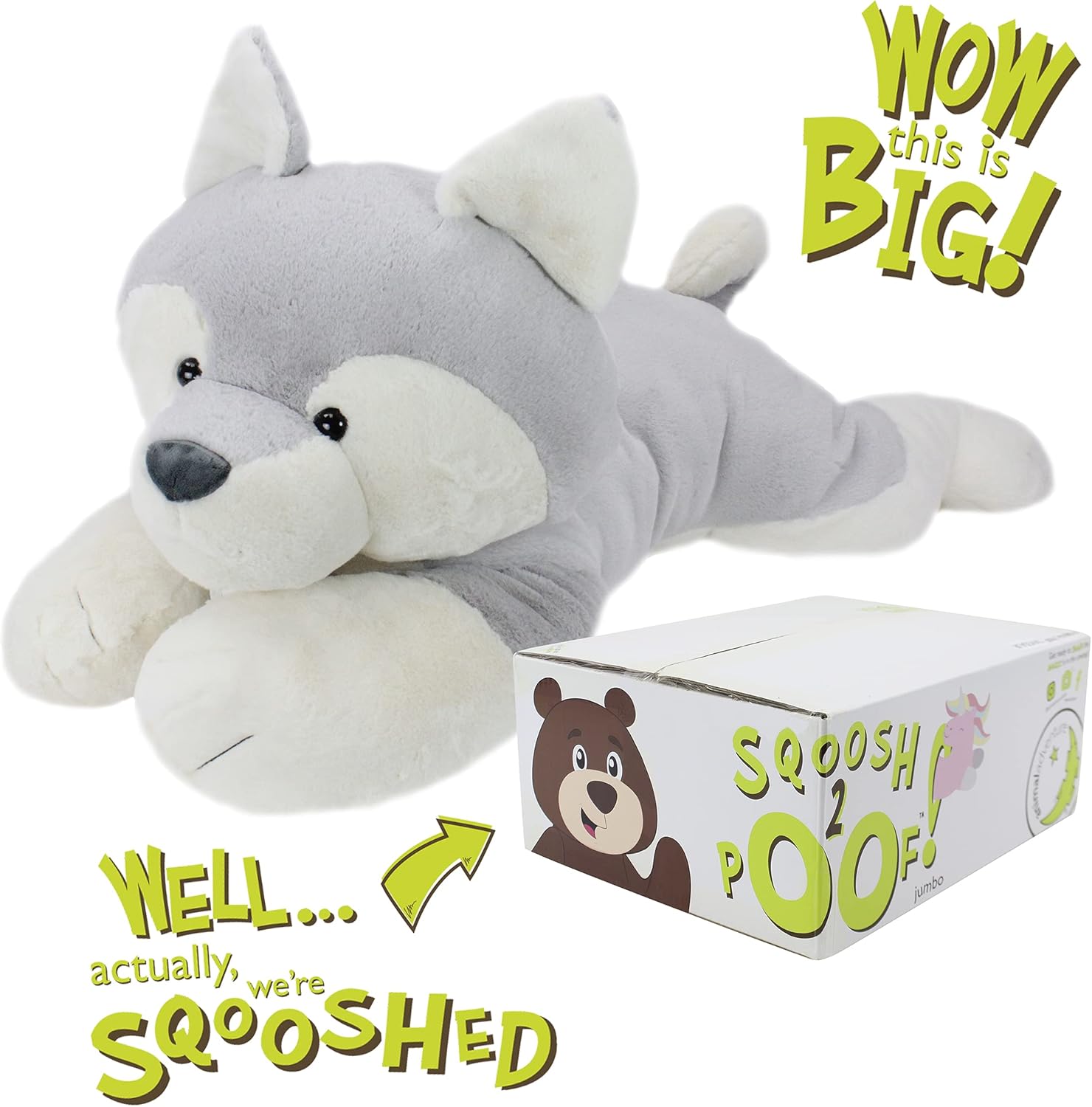Animal Adventure Sqoosh2Poof Husky 44 Giant Plush Toy