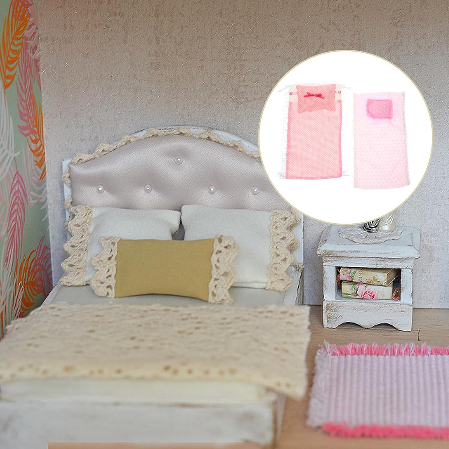 ibasenice Miniature Cotton Doll House Bedding Set