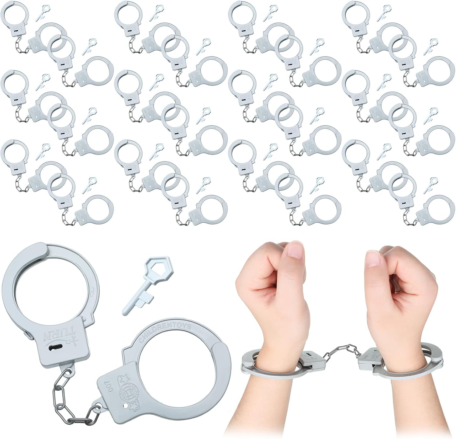 Junkin Plastic Handcuffs Toy with Safety Keys 50 Sets