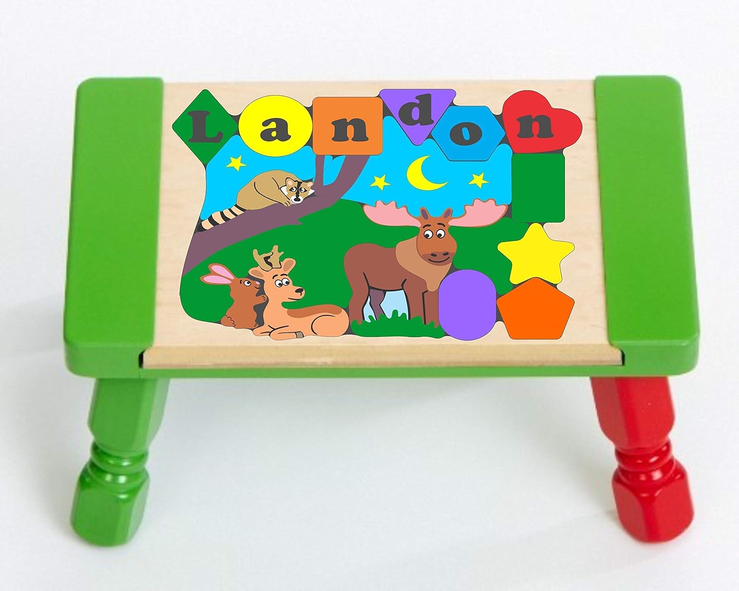 Personalized Name Forest Animals Puzzle Stool
