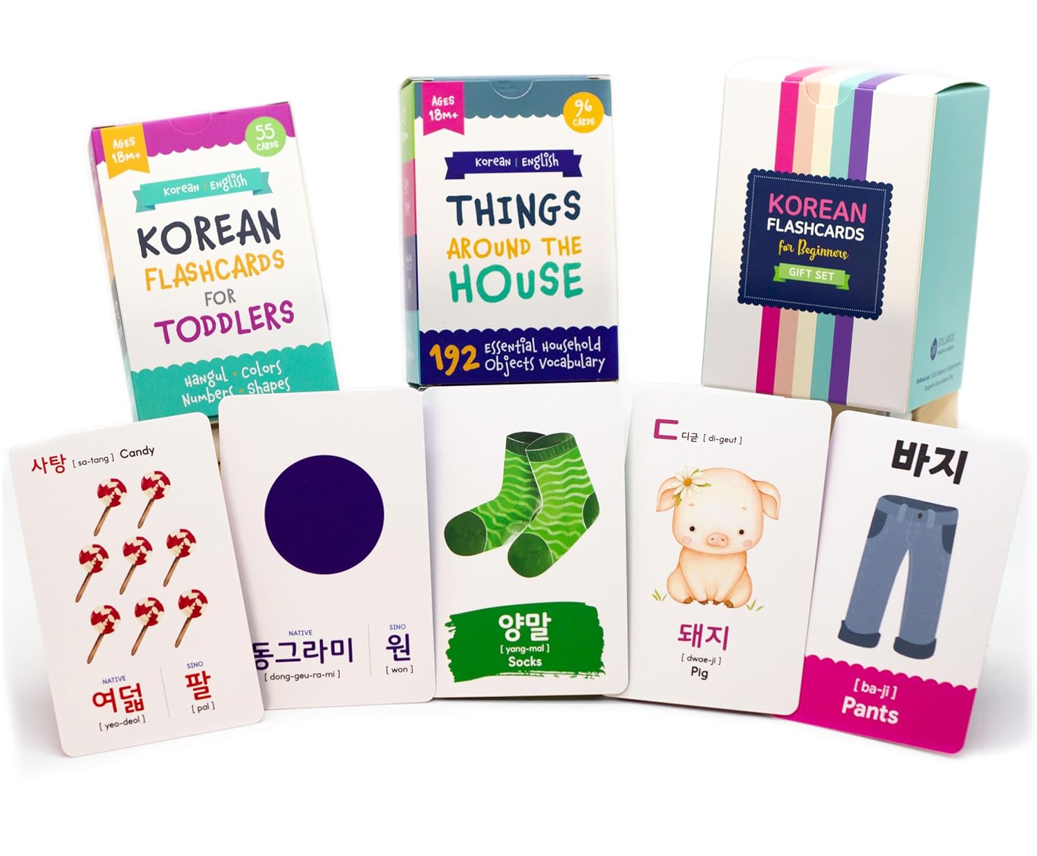 Stellarsol 2 Pack Korean Alphabet Flashcards for Toddlers