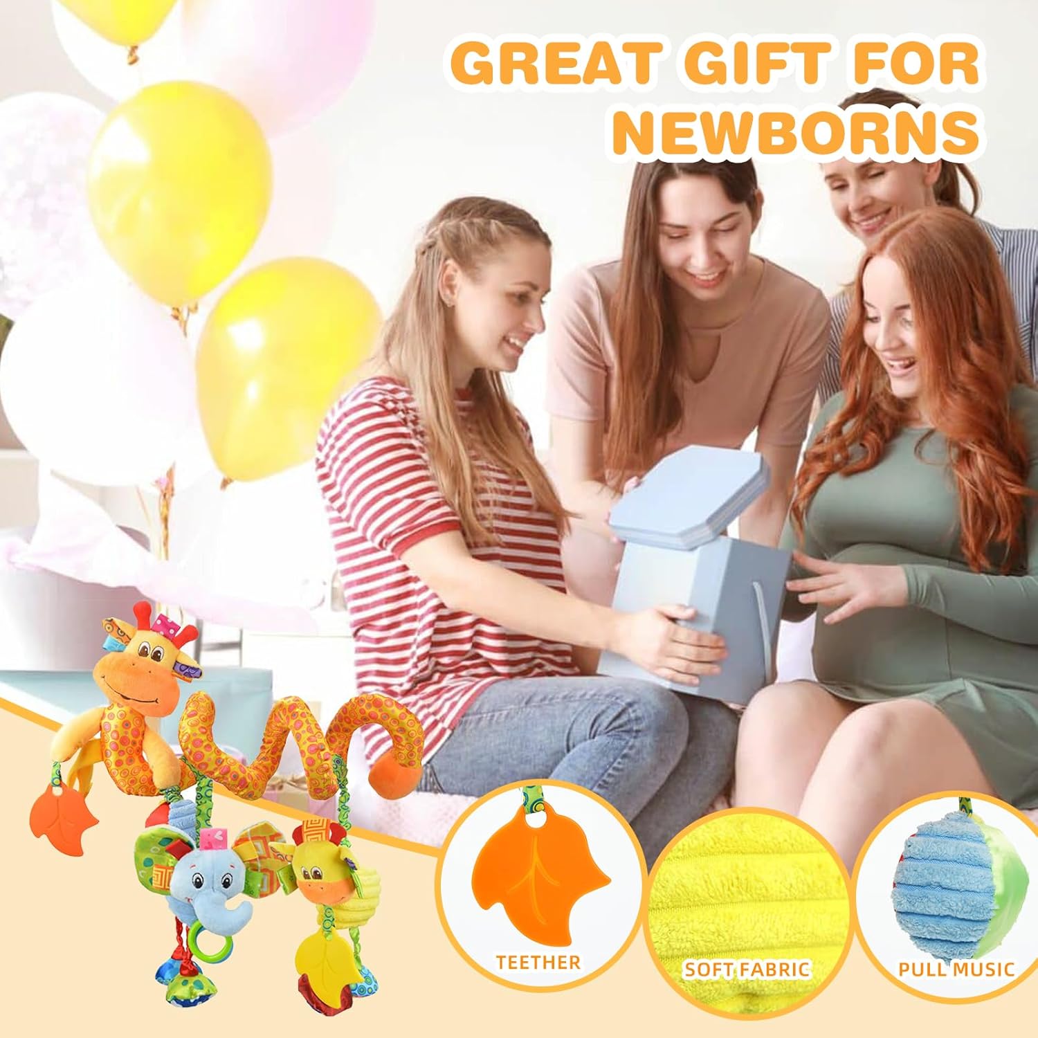 Jollybaby Giraffe Plush Carseat Toy for Infant 0-12 Months