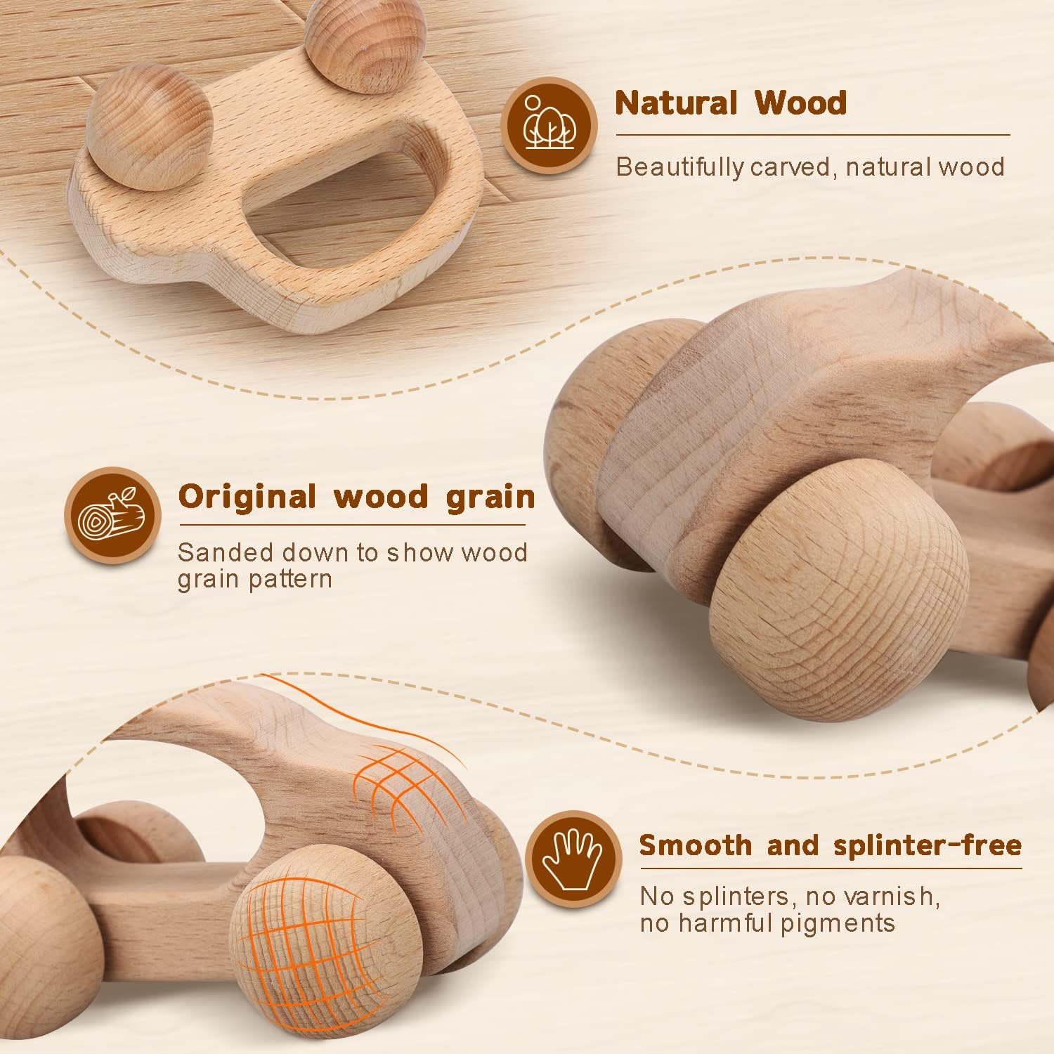 TOY Life Wooden Toy Car for Babies 0-12 Months