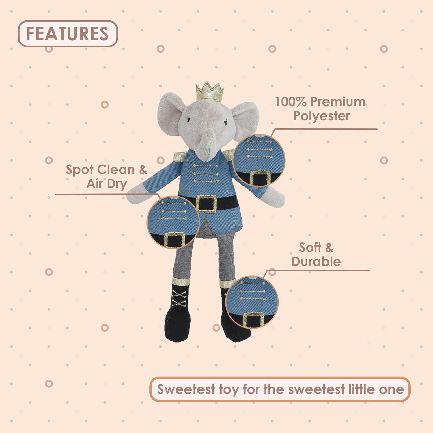 Mon Ami Prince Earl Elephant Plush Toy 12 Inches