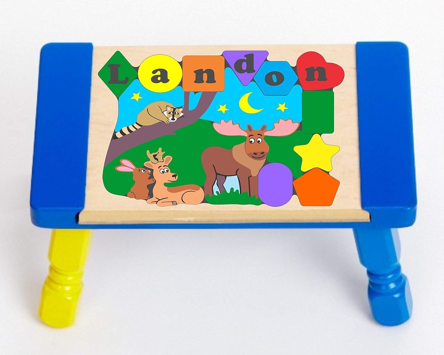 Personalized Name Forest Animals Puzzle Stool