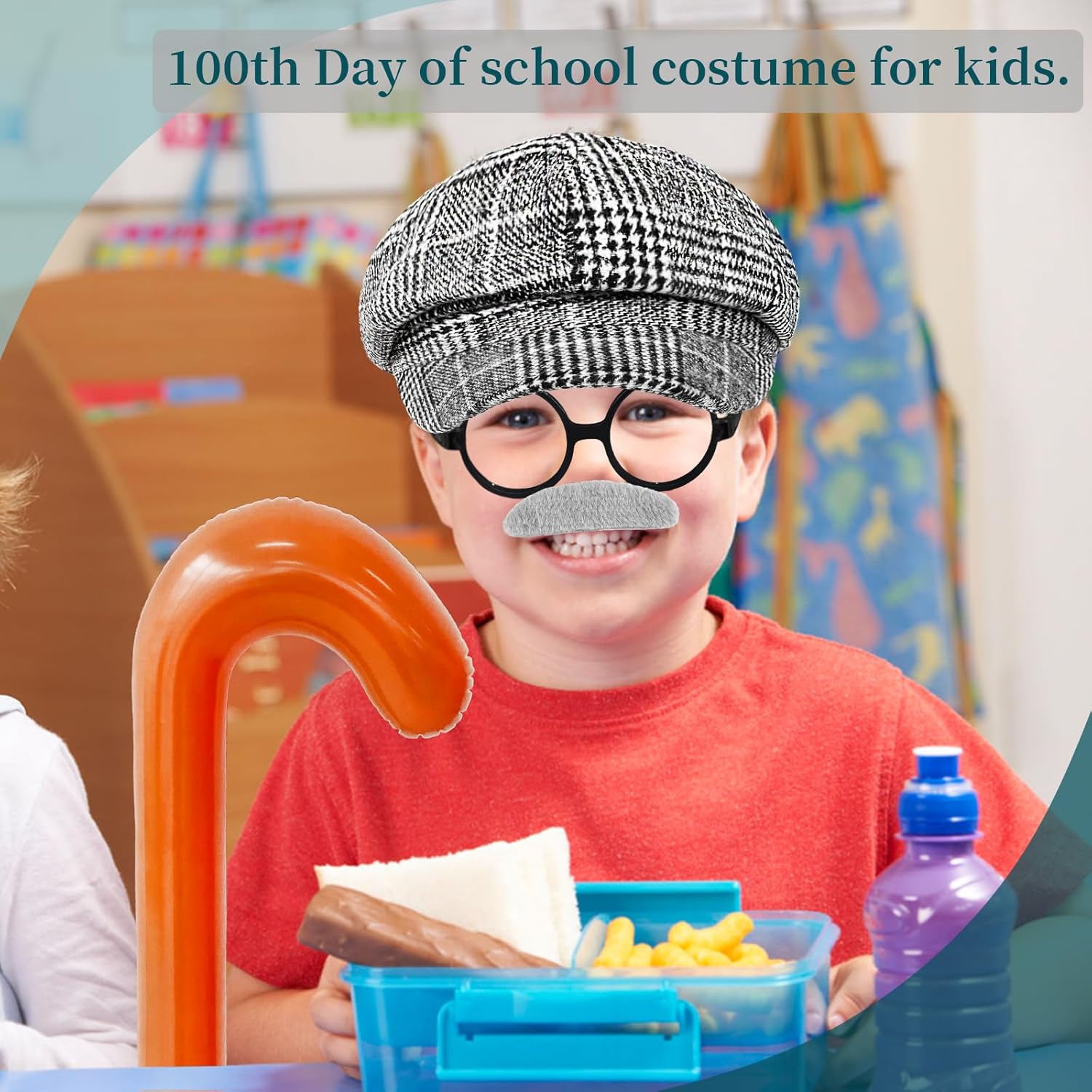 4 PCS 100th Day Old Man Costume Set for Kids