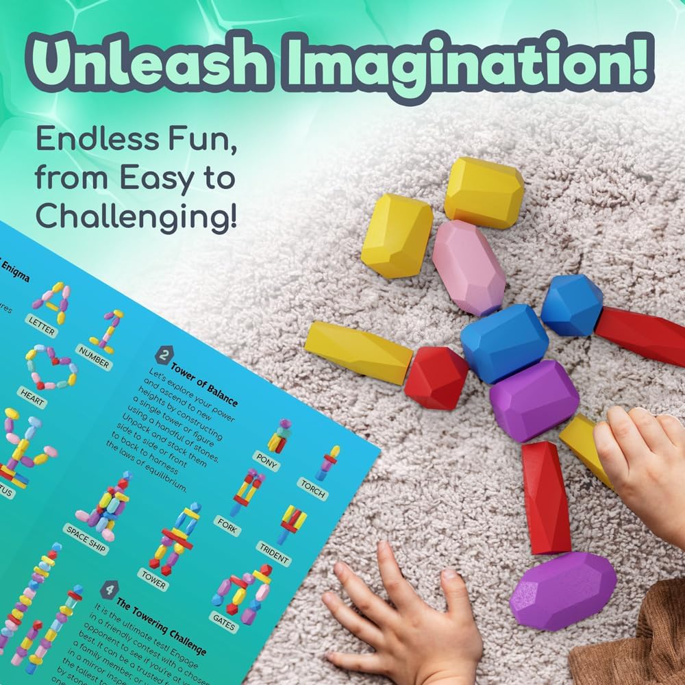 EVERSMART Wooden Stacking Blocks for Kids 1-6 Years