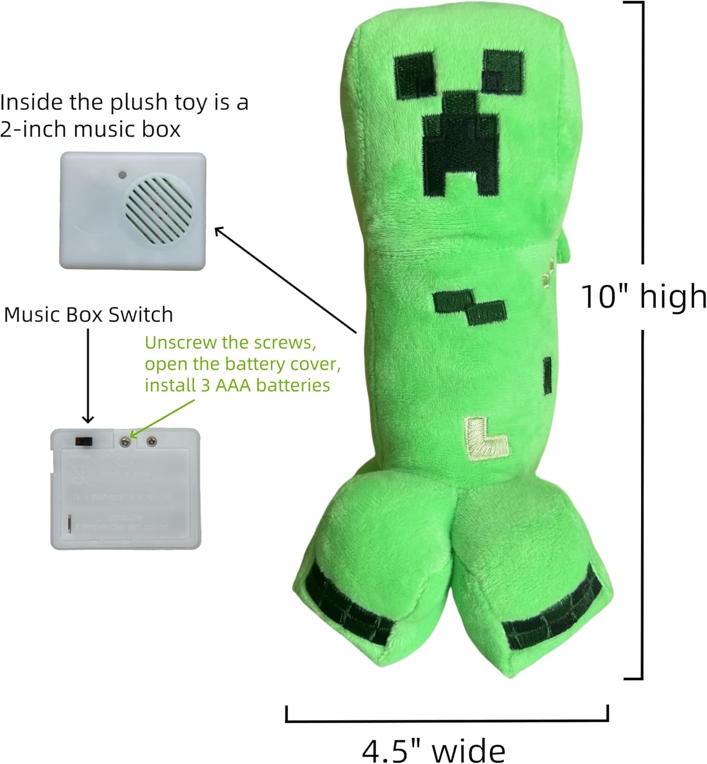10-inch Song Voice Musical Creeper Plush Toy