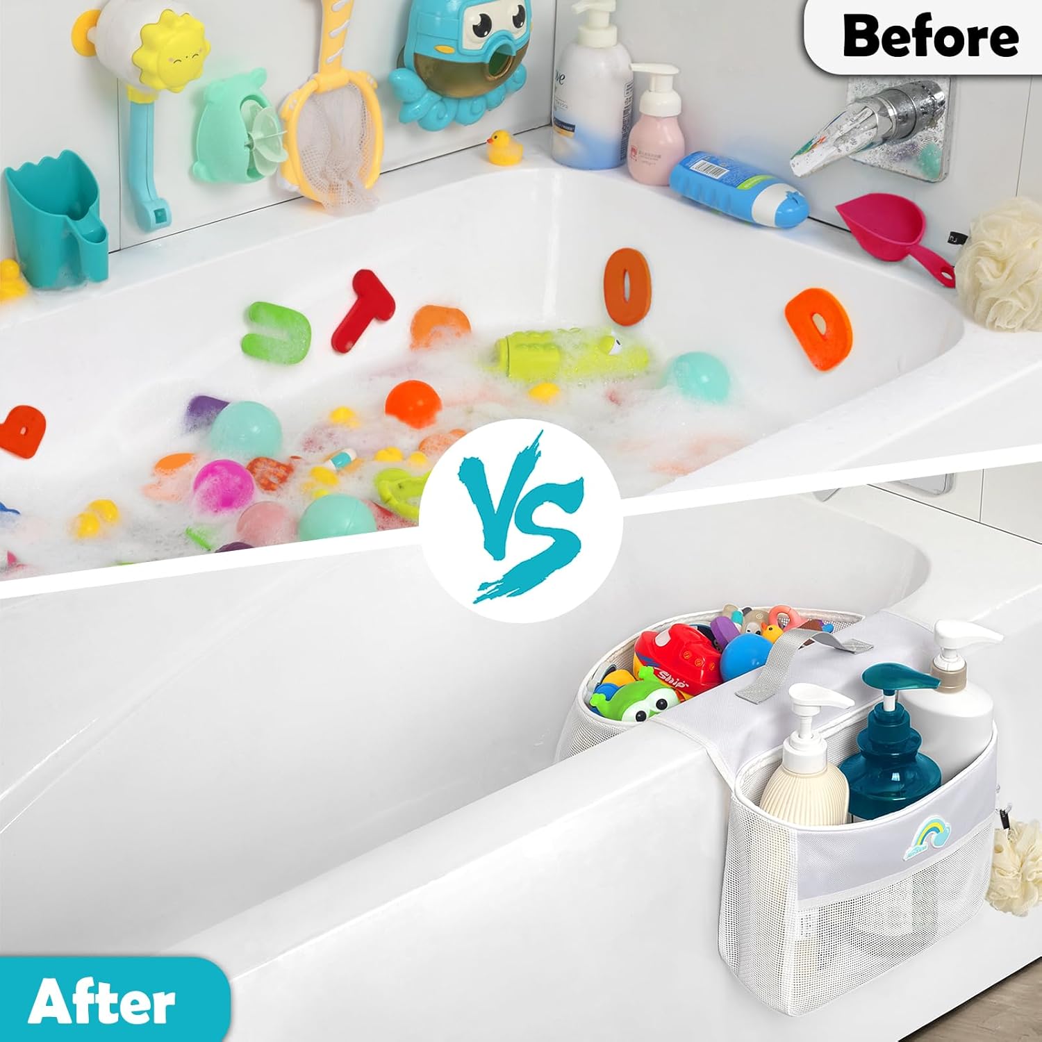 Austion Saddle Shape 2 Compartment Bath Toy Organizer