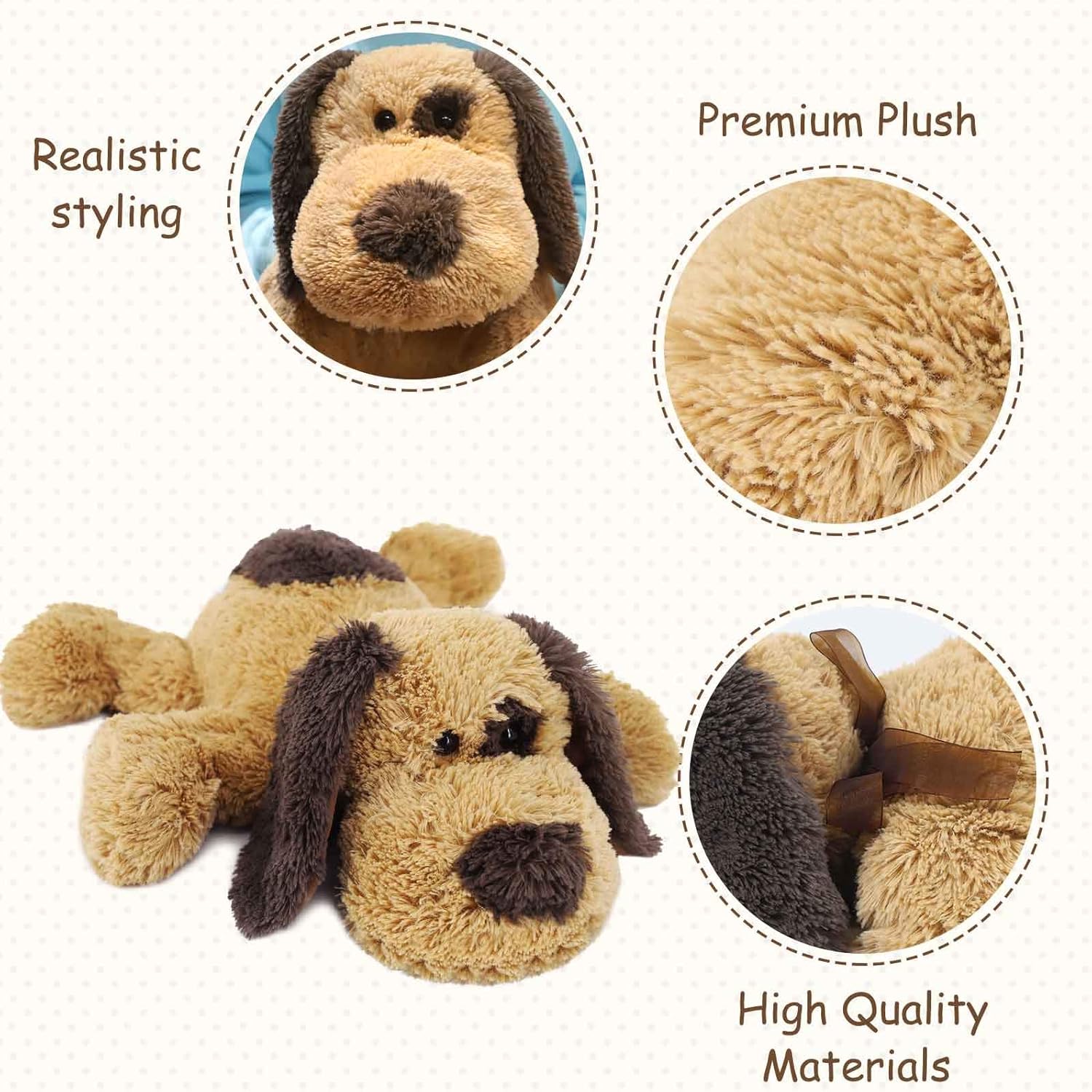 WEIGEDU Floppy Stuffed Dog 20 Inch Brown