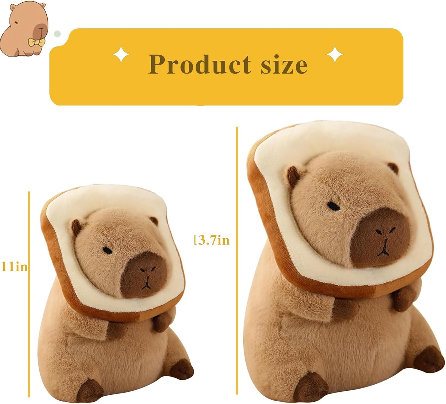 Capybar Stuffed Animal with Toast Headsetwear 11inches Cute Plush Toy for Kids