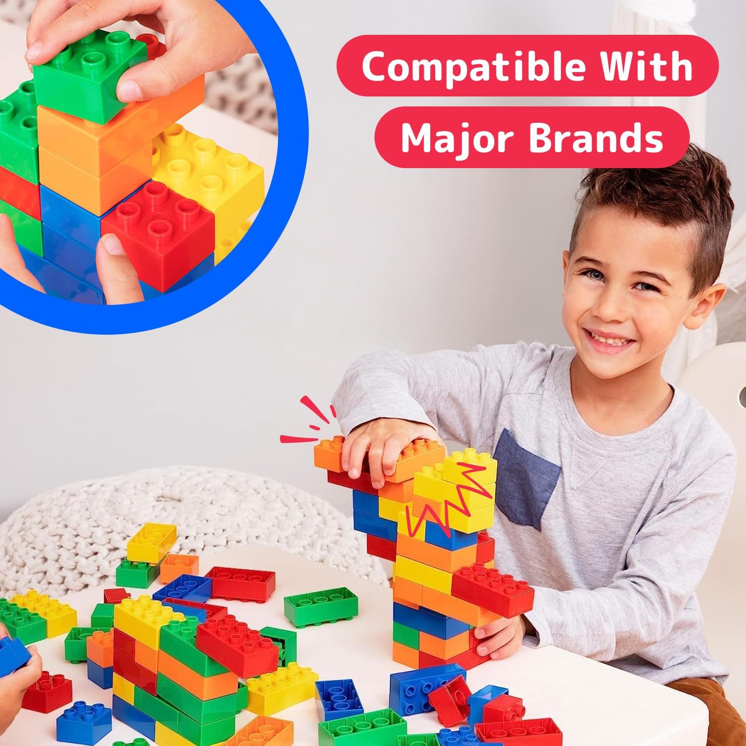 PREXTEX 100-Piece Jumbo Building Blocks Set
