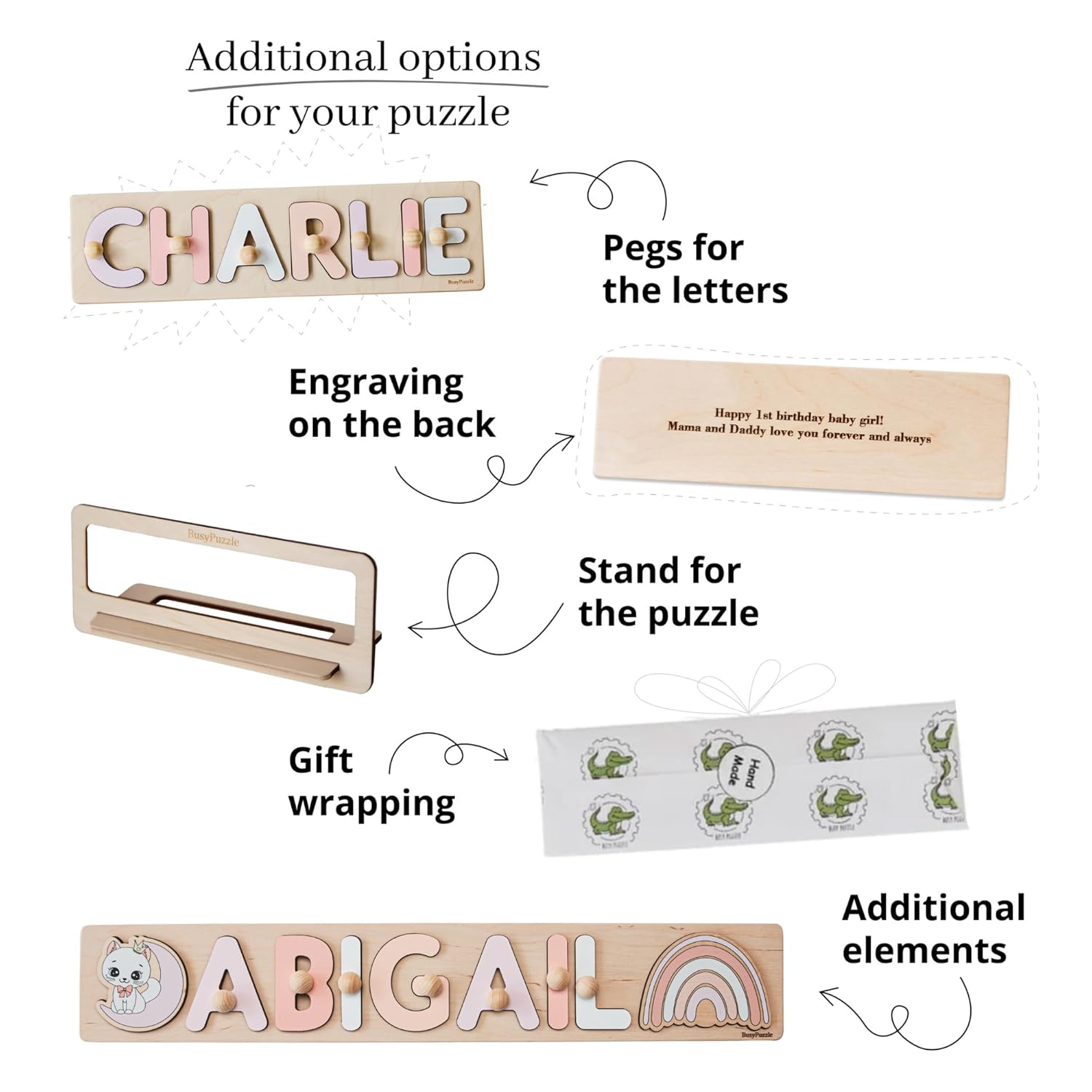 Personalized Wooden Name Puzzle For 1 Year Olds