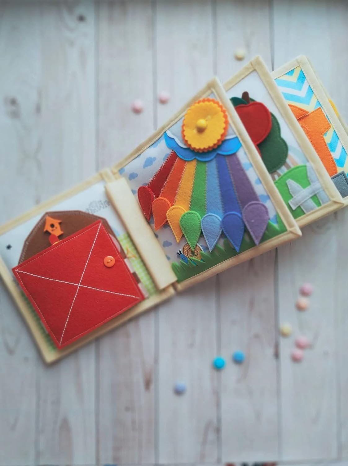 Handmade Animals Quiet Baby Book with Felt Puppets