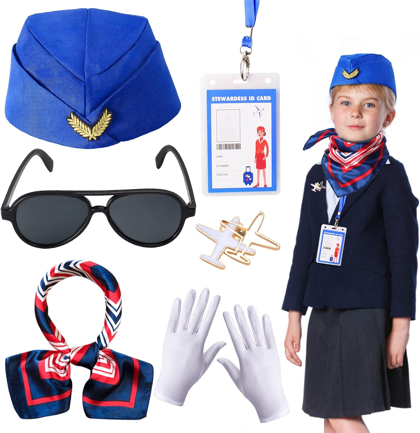 Keymall Kids Flight Attendant Costume Set for Girls