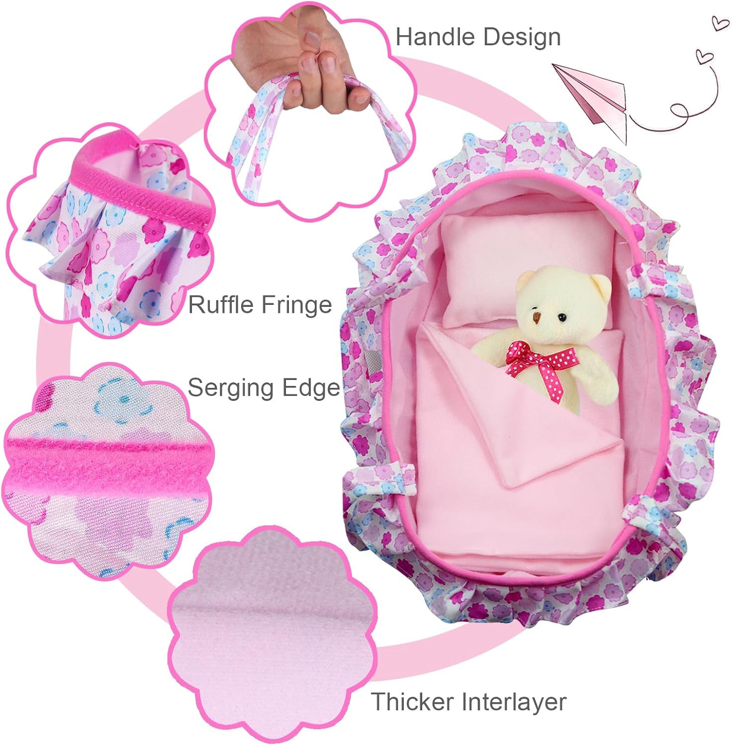 Young Buds Baby Doll Cradle Bassinet Carry Bag