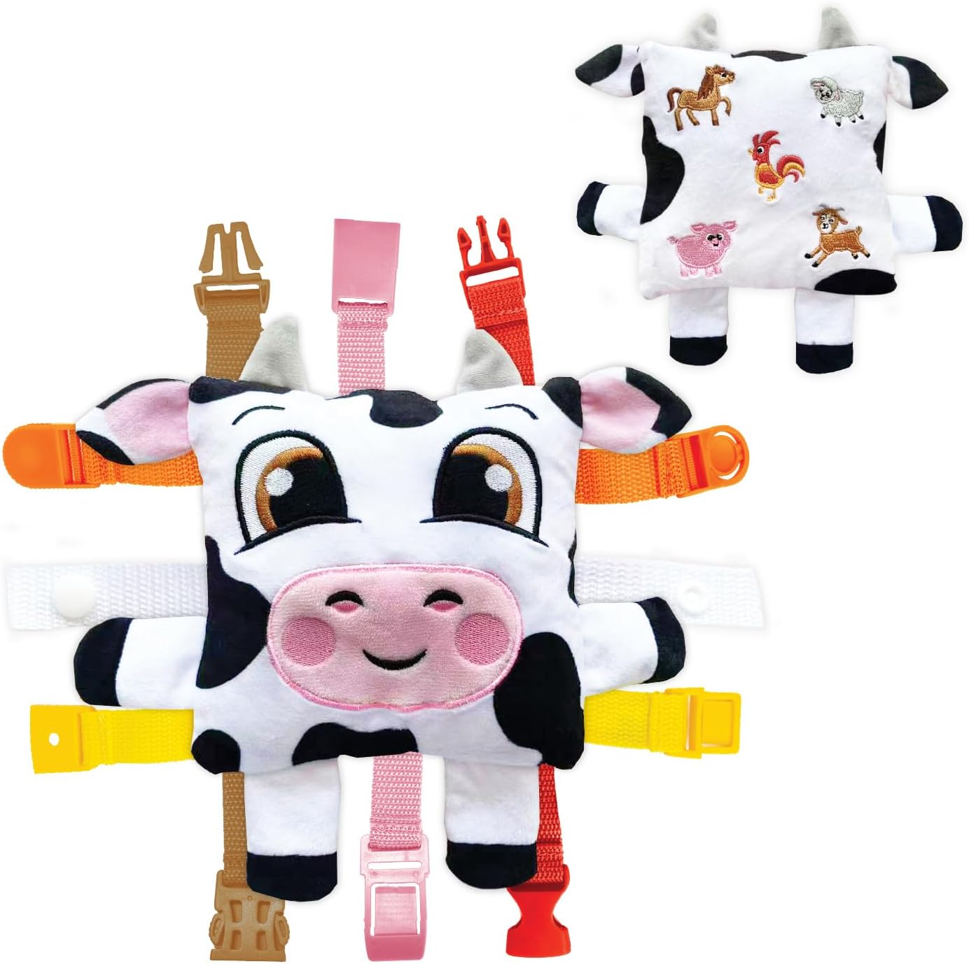 Buckle Toys Bessie Cow Plush Montessori Learning Toy 1