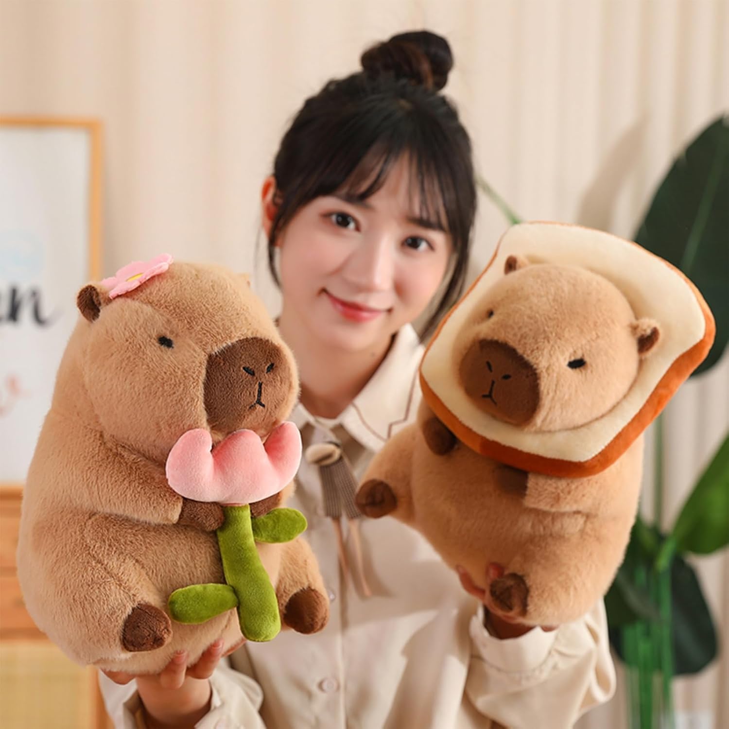 Capybar Stuffed Animal with Toast Headsetwear 11inches Cute Plush Toy for Kids