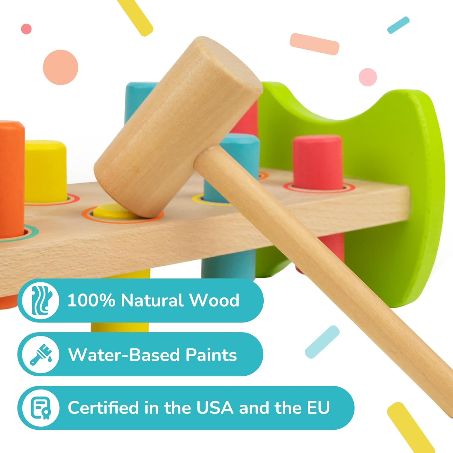 Bimi Boo Wooden Pounding Bench for Toddlers 1-3 1