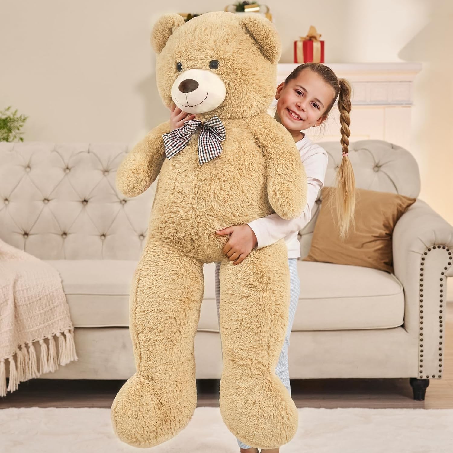 MaoGoLan 47 Inch Giant Teddy Bear Life Size Tan Plush Bear