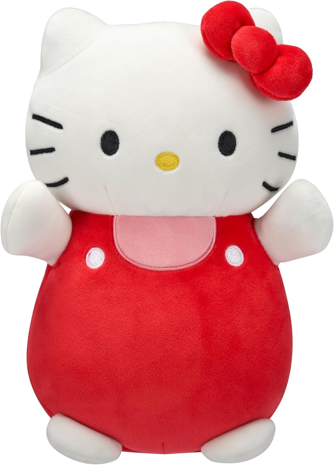 Squishmallows Hello Kitty 10-Inch Red and Pink Overalls Plush
