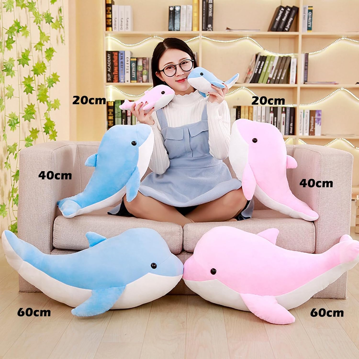 LVPU 2pcs Dolphin Plush Toys Soft Pillows for Kids