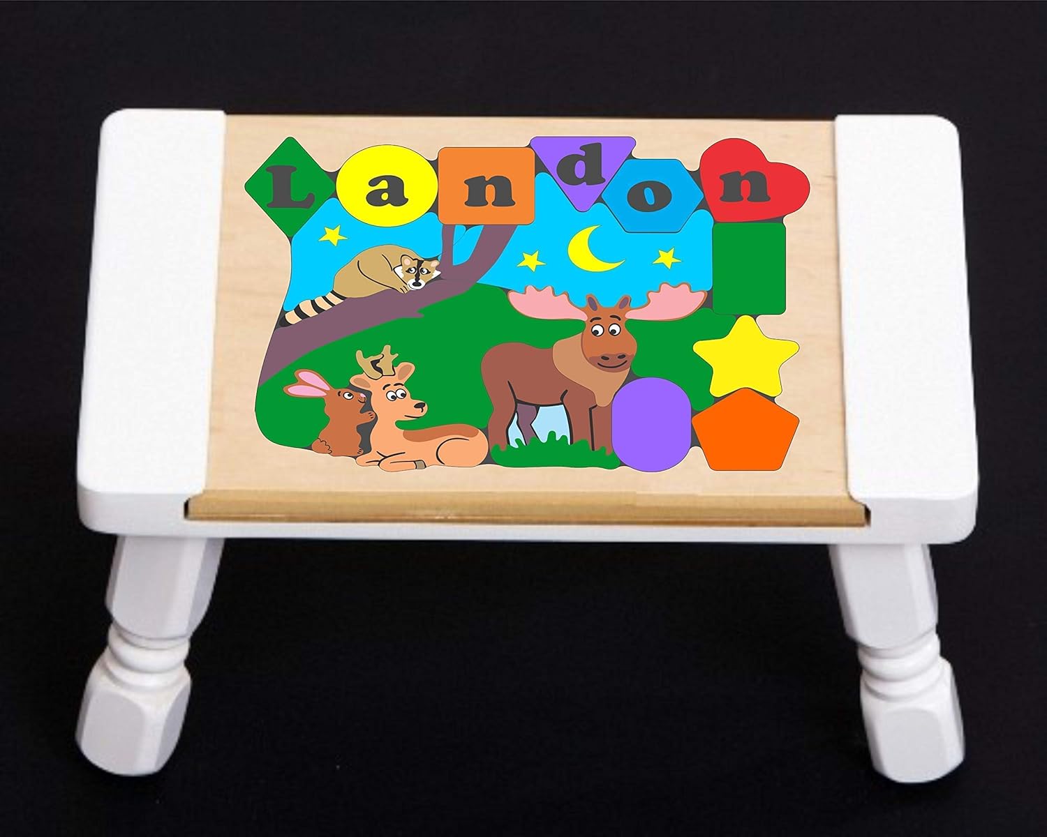 Personalized Name Forest Animals Puzzle Stool