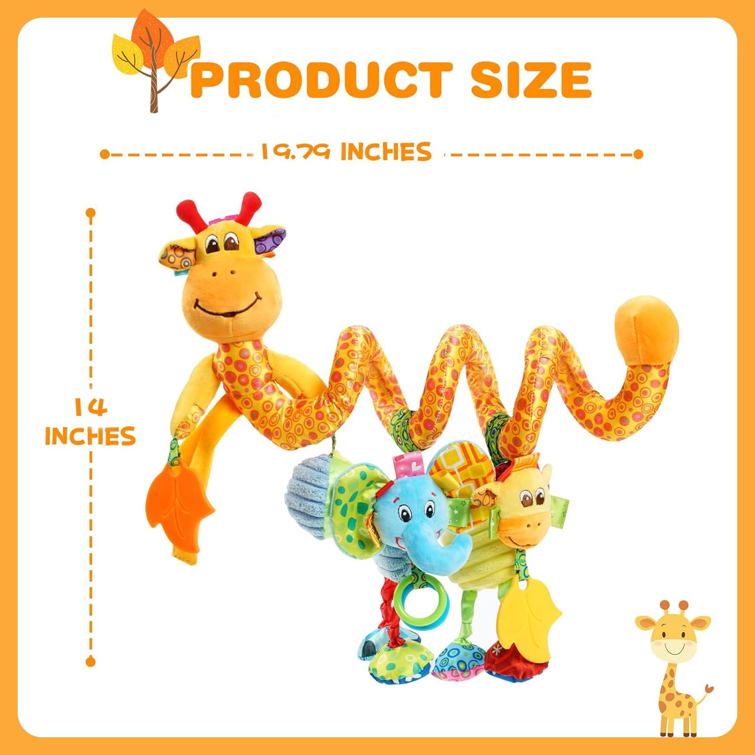 Jollybaby Giraffe Plush Carseat Toy for Infant 0-12 Months