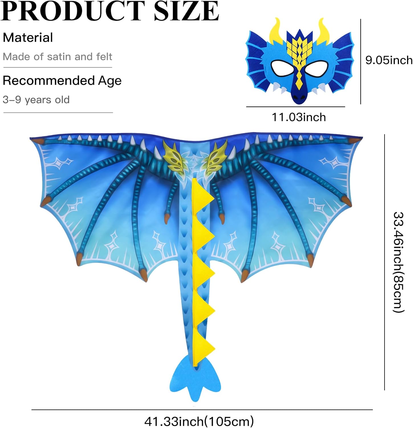 DQZ Dinosaur Wings Costume for Kids 4Yrs Birthday Party
