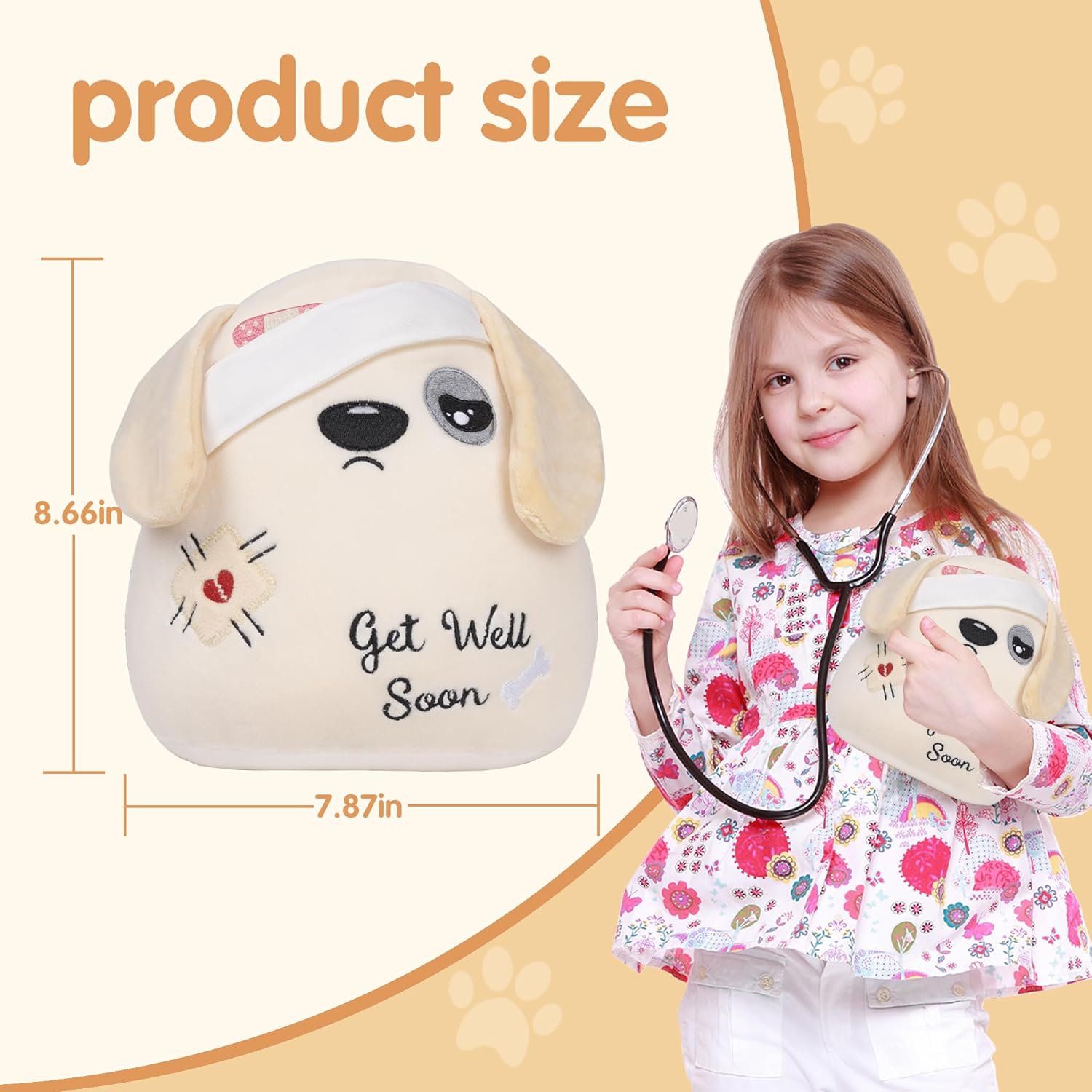 Get Well Soon Plush Dog 9 Inches - Cute Bandage Stuffed Animal