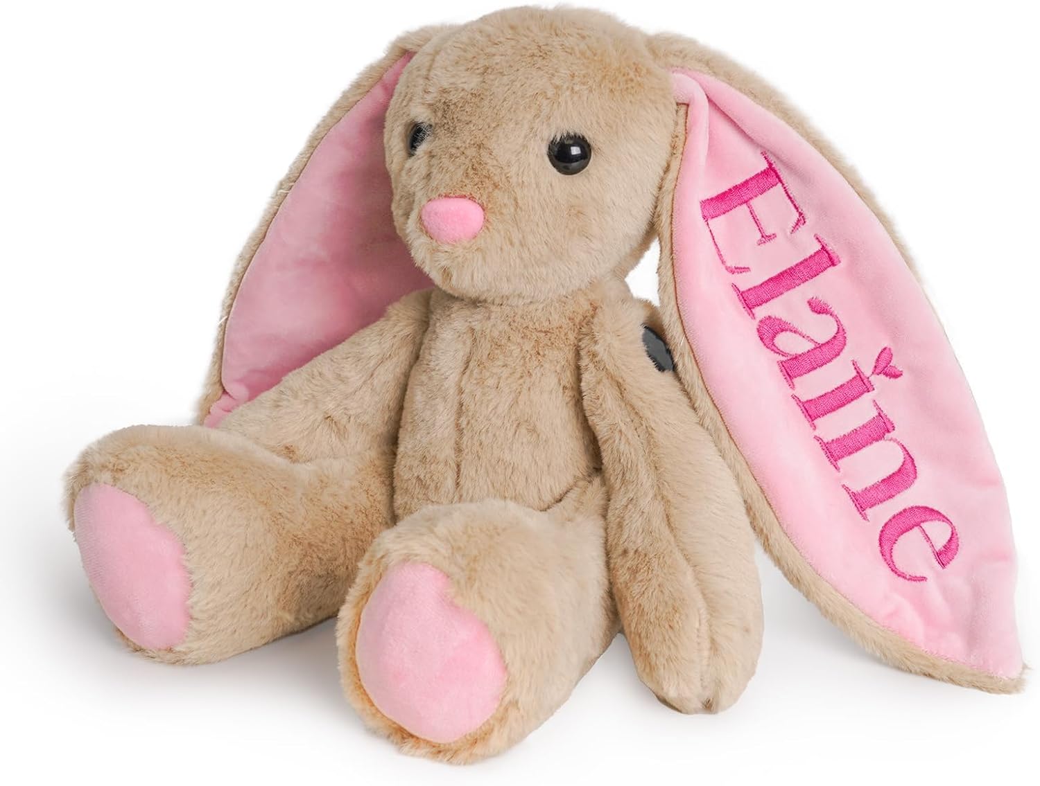 Custom Plush Bunny Toy with Childs Name Brown 1