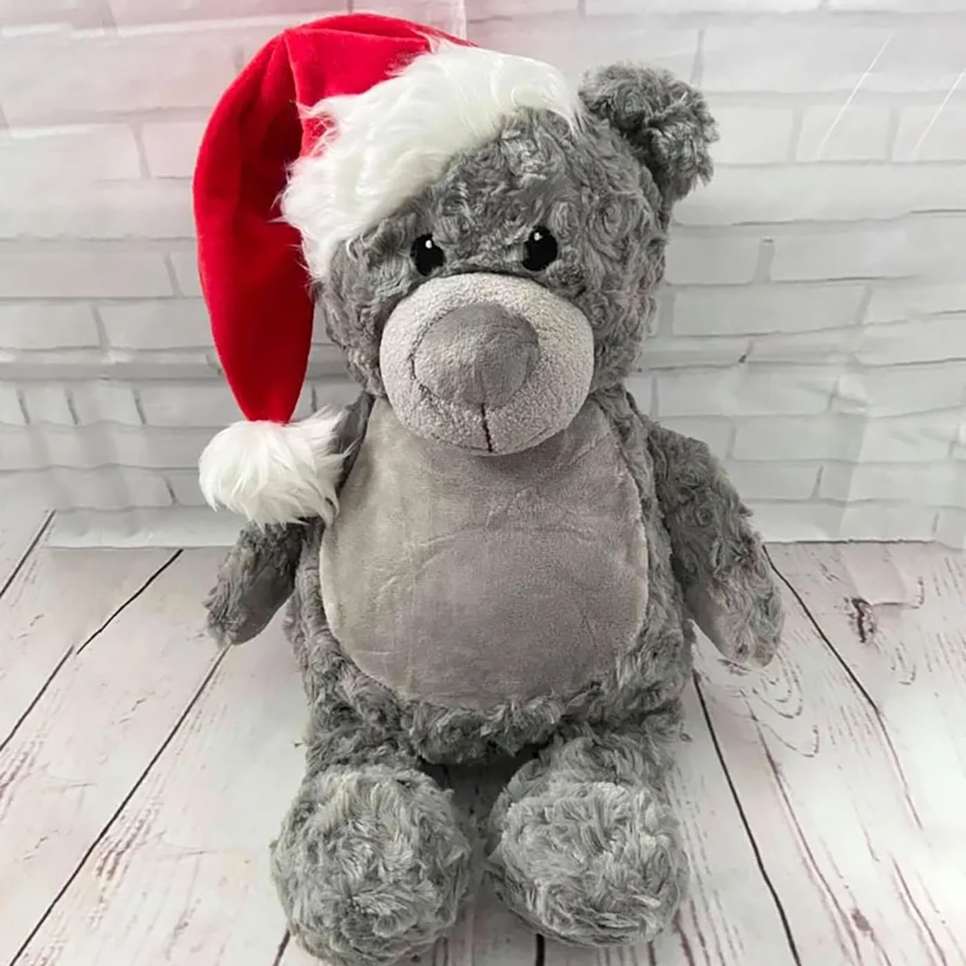 Personalized Baby Christmas Teddy Bear with Santa Hat and Reindeer Plush Toy