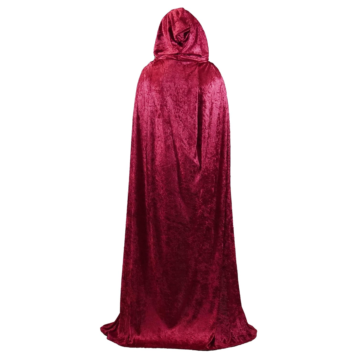 Burgundy Crushed Velvet Hooded Cape - Adult Medium