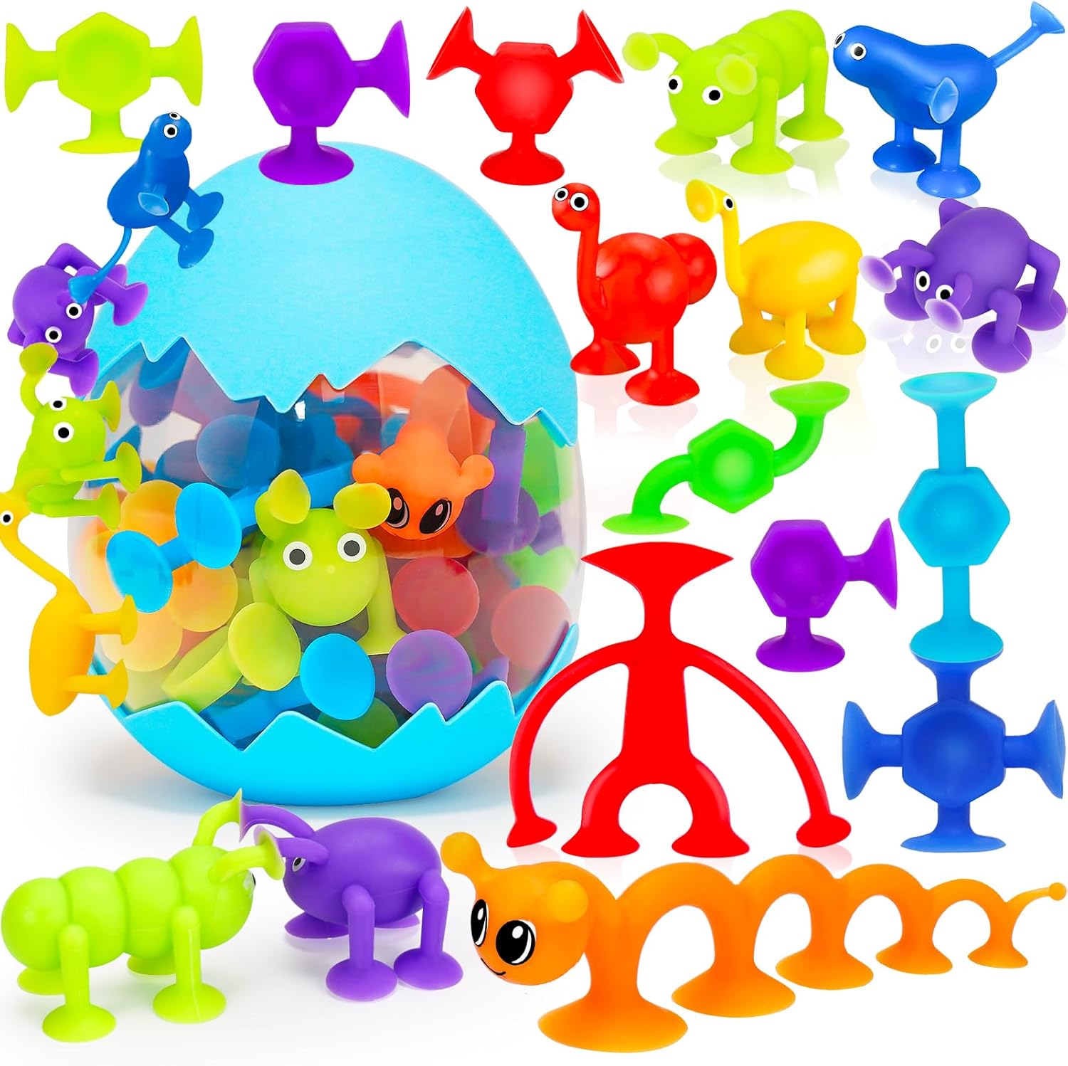 32 PCS Suction Cup Bath Toys for Kids 2 Years