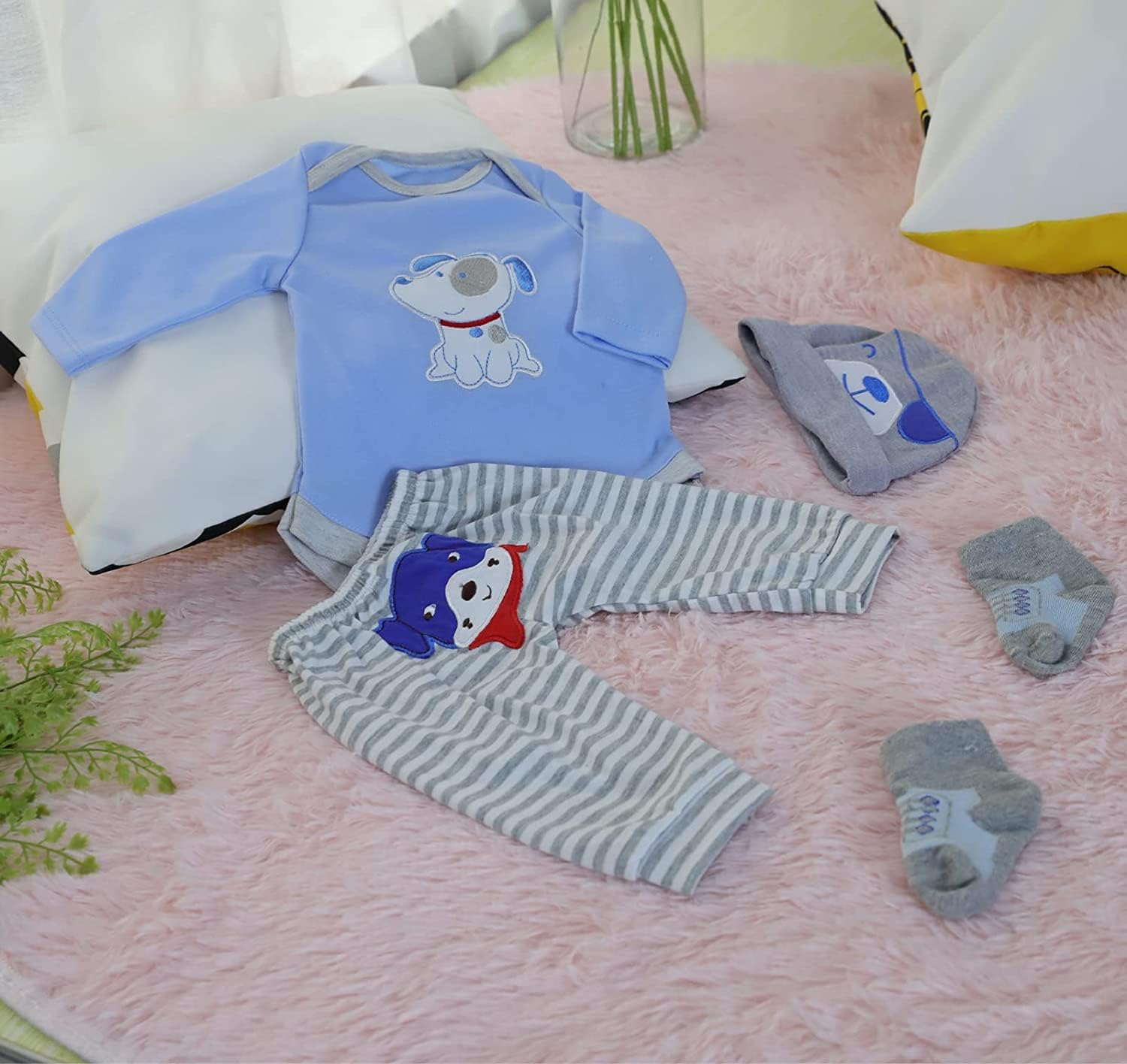 OHIJGN Reborn Baby Doll Boy Clothes 4 pcs Set