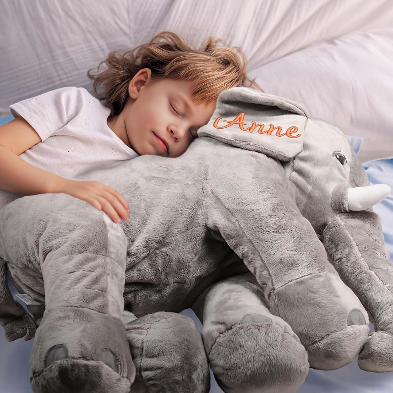 Personalized Plush Elephant Pillow with Name Embroidered