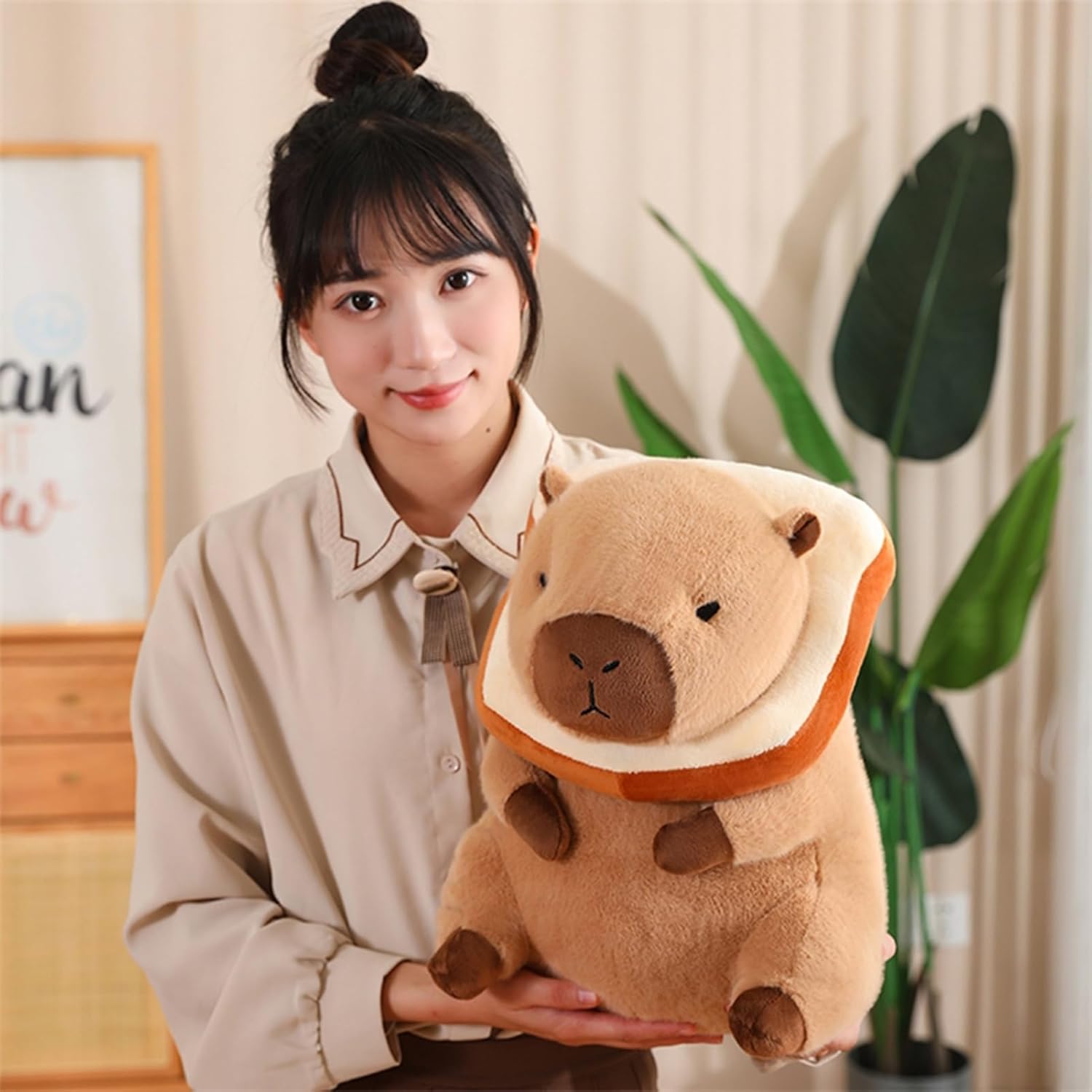 Capybar Stuffed Animal with Toast Headsetwear 11inches Cute Plush Toy for Kids